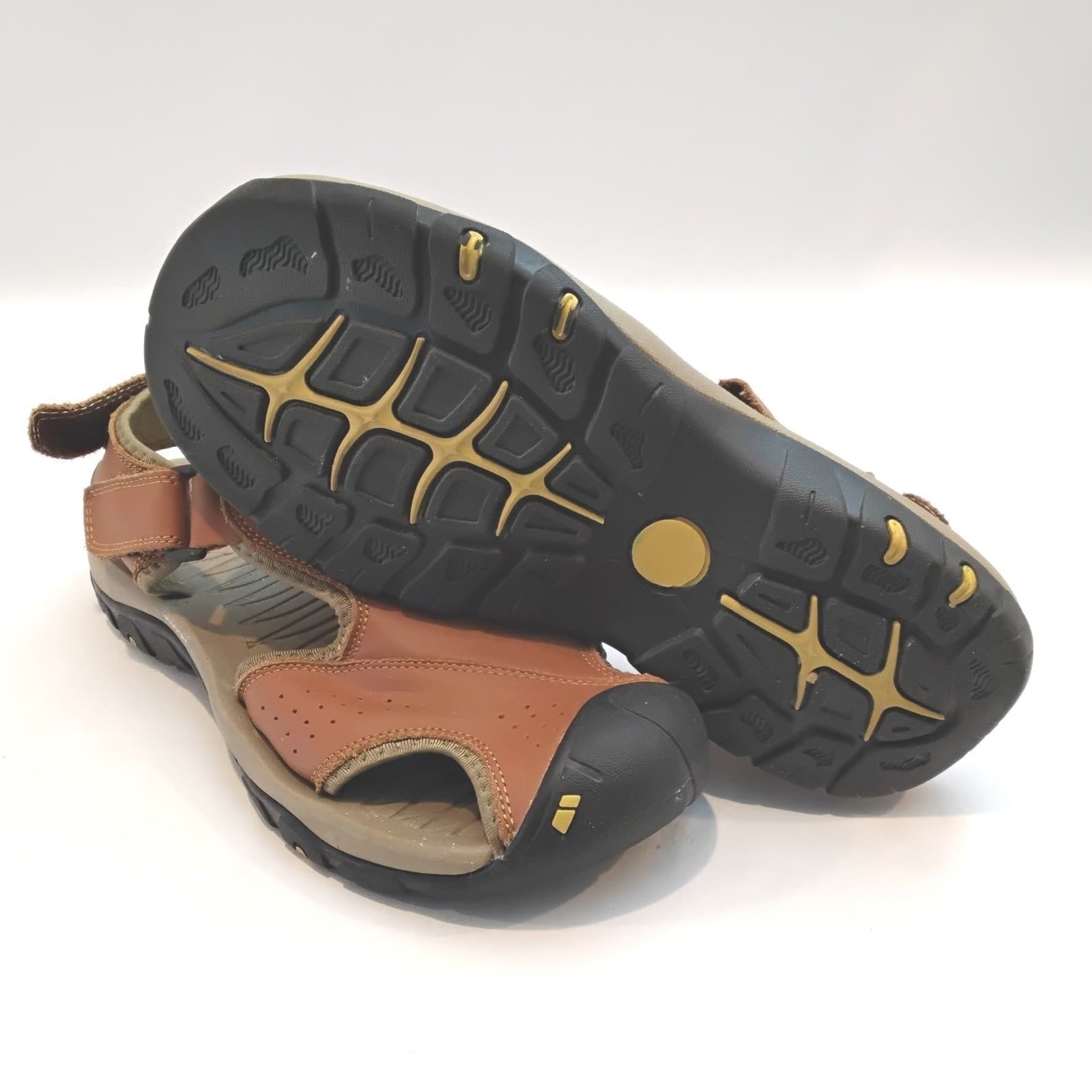 Fashion Mens Brown Fisherman Sandals Closed Toe Outdoor Strappy Shoes Size 44 - Thumbnail 4