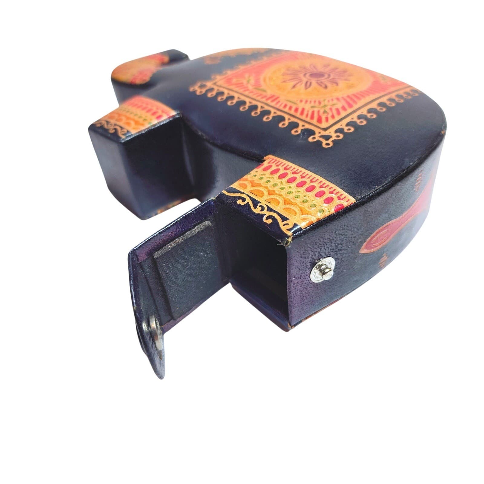 Tribal Leather Elephant Coin Piggy Bank Indian Vintage 5.5" long X 3.5 tall - Thumbnail 4