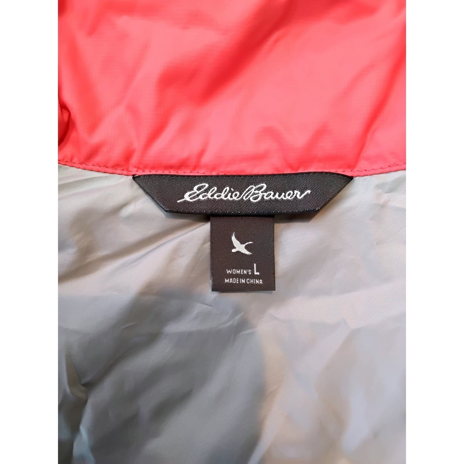 Eddie Bauer Womens Pink Down Puffer Vest Full Zip Quilted Sleeveless Jacket L - Thumbnail 3