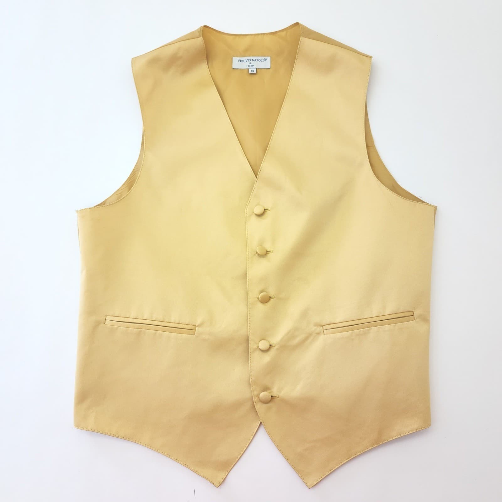Vesuvio Napoli Mens XS Gold Yellow Formal Suit Vest Waistcoat Wedding