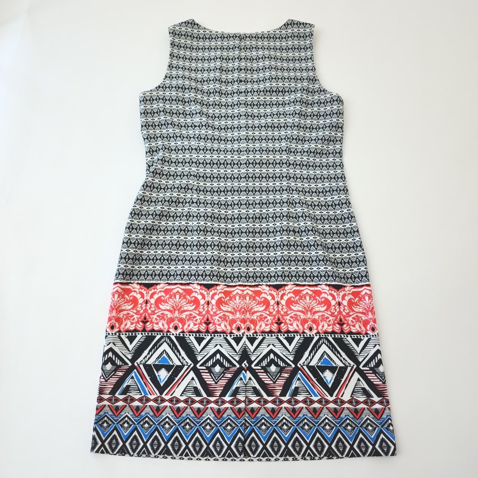 Mario Serrani Italy Womens Size 12 Geometric Tribal Print Sleeveless Shift Dress - Thumbnail 2