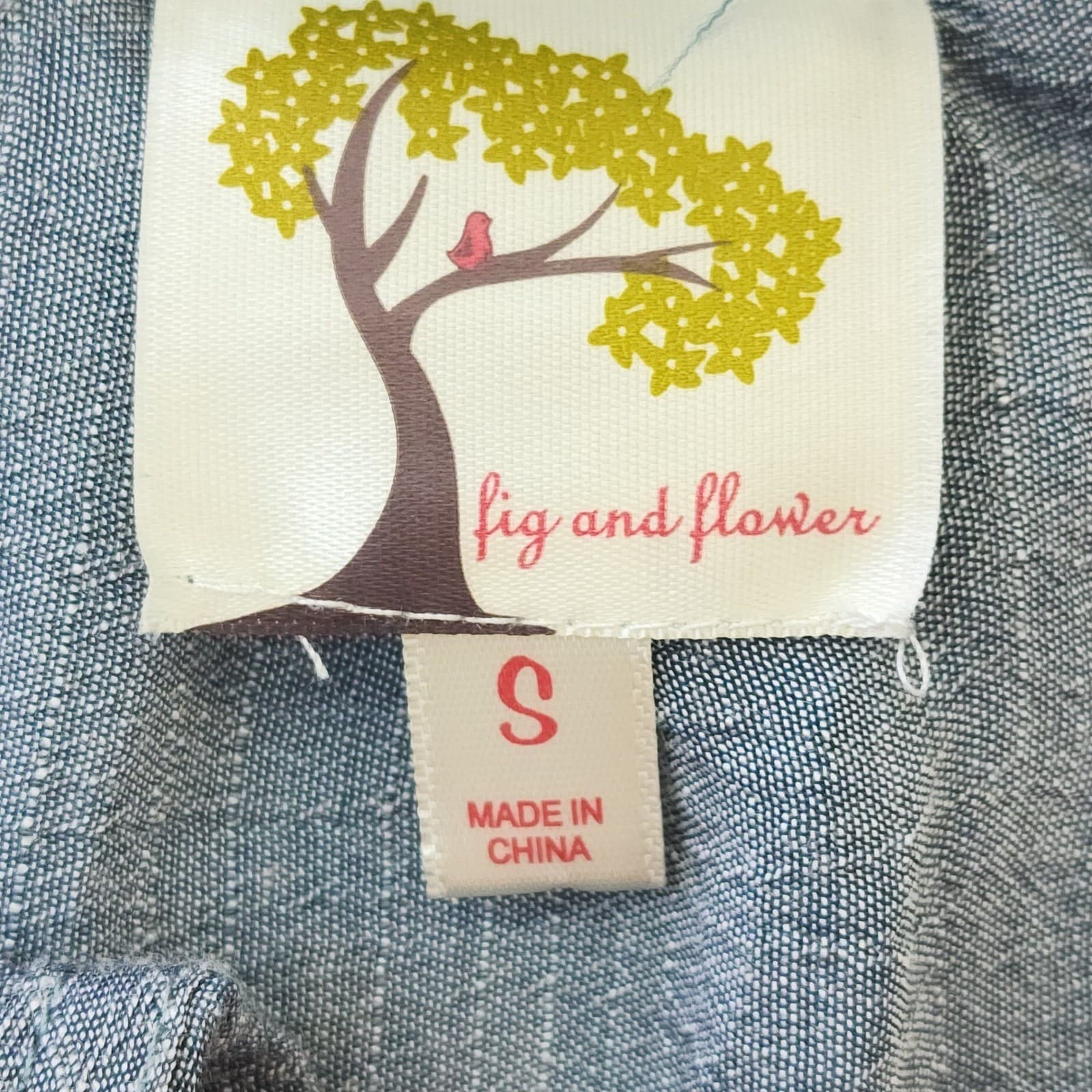 Fig and Flower Blue Embroidered Boho Bell Sleeve Blouse Small - Thumbnail 2