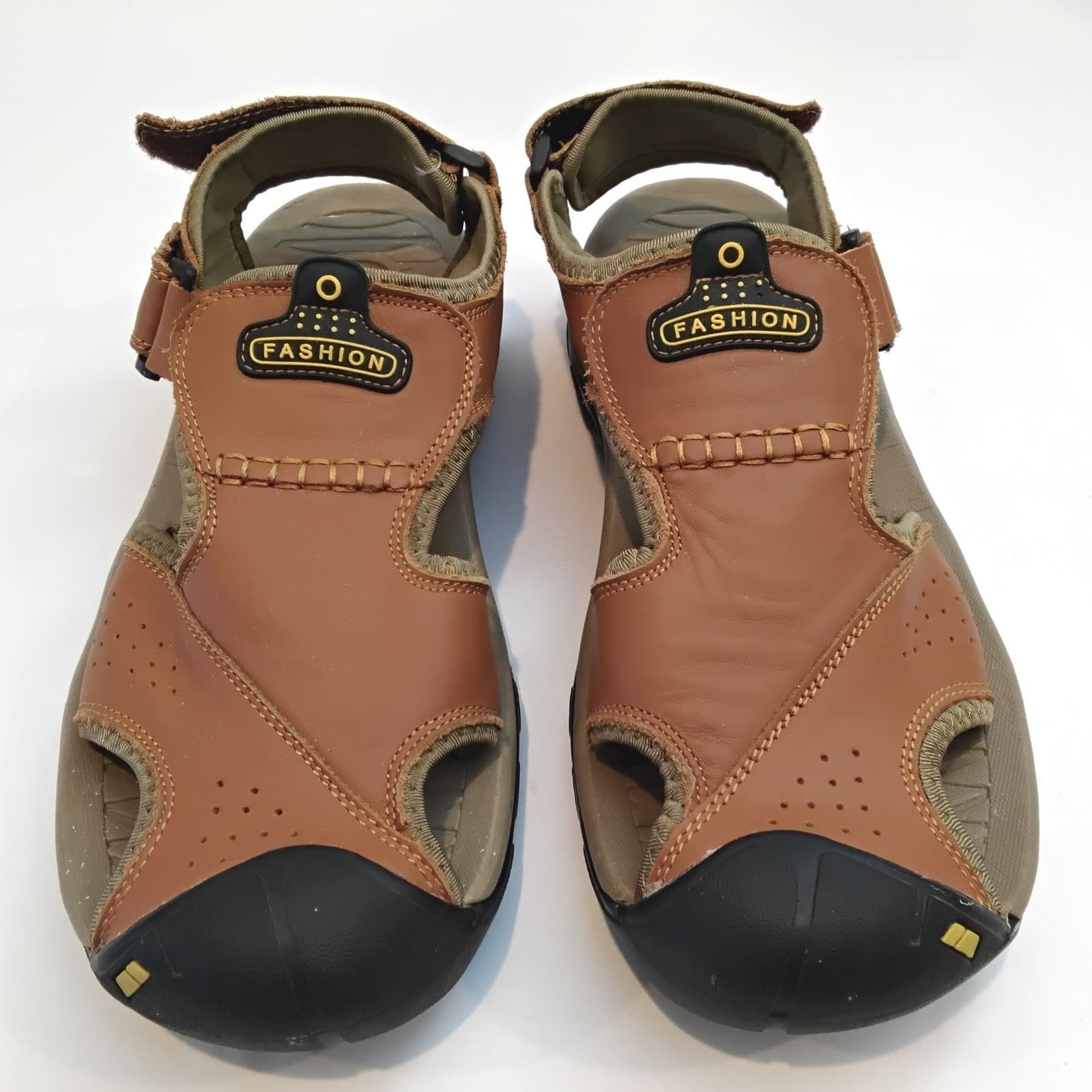 Fashion Mens Brown Fisherman Sandals Closed Toe Outdoor Strappy Shoes Size 44 - Thumbnail 3