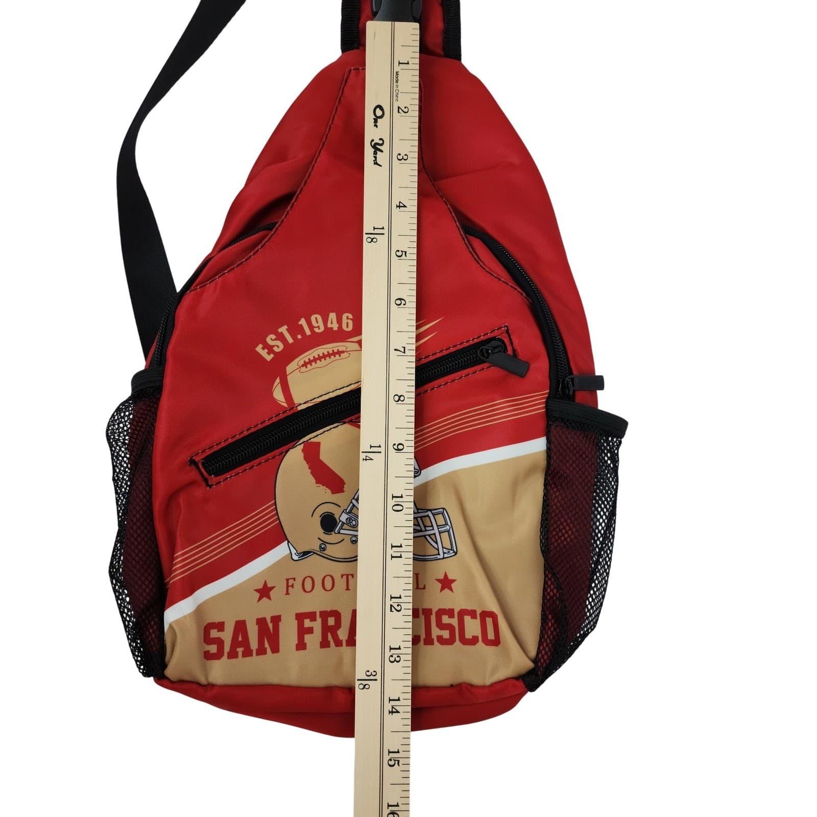 San Francisco Football Sling Backpack Red Gold Crossbody Bag Est 1946 Fan Gear - Thumbnail 5