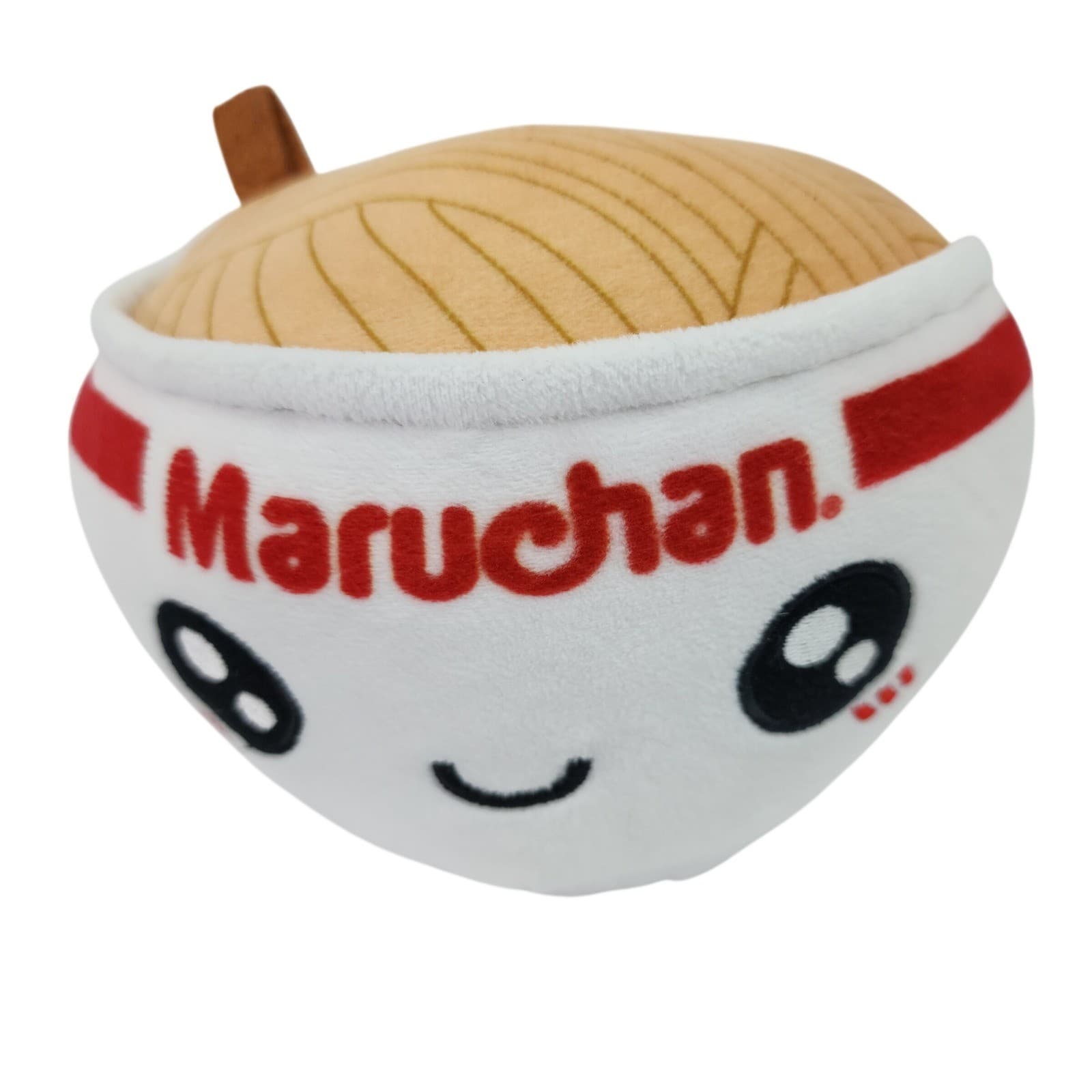 Maruchan Ramen Noodle Bowl Plush Kawaii Smiley Face Foodie Toy White Red