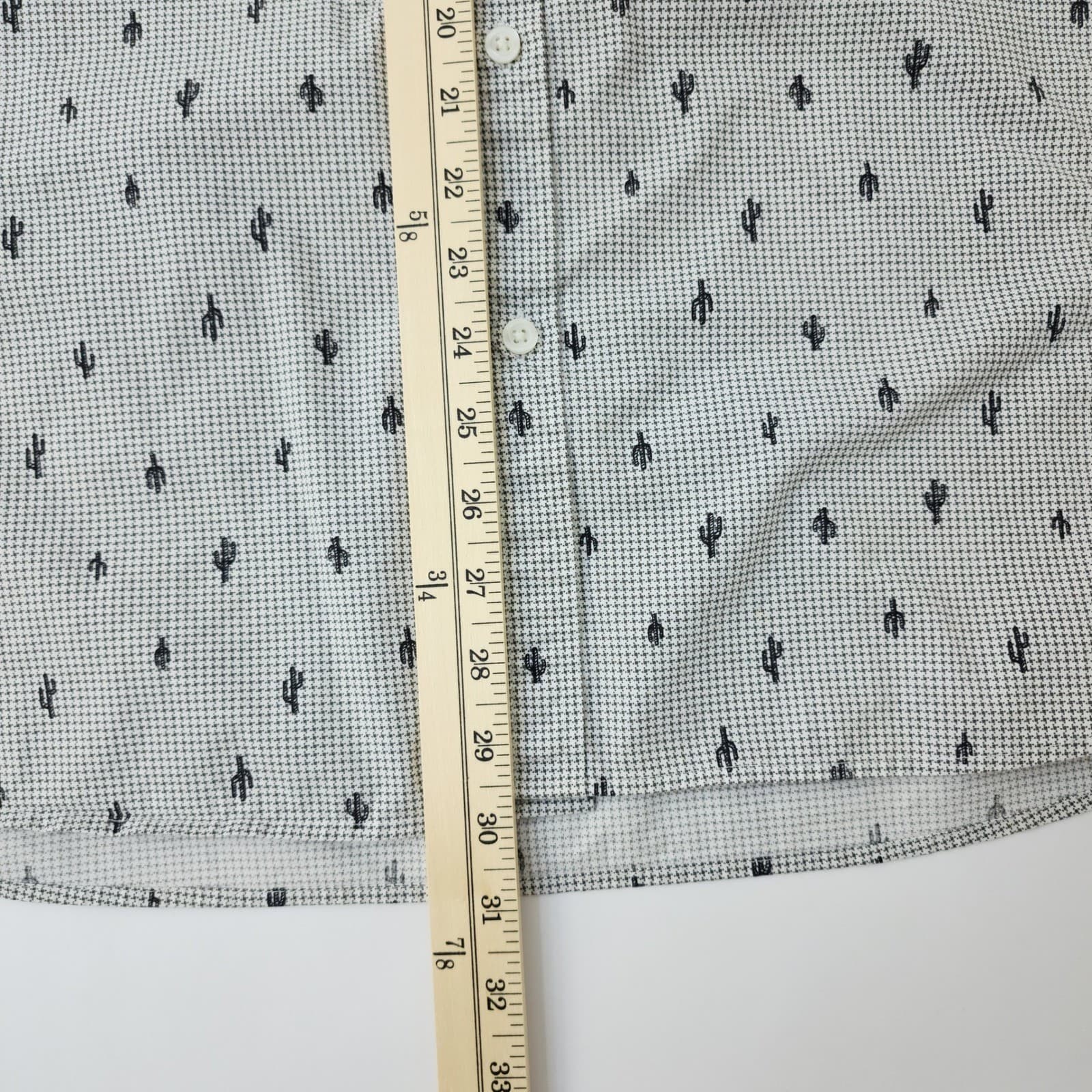 Apt 9 Mens XXL Short Sleeve Button Down Shirt Cactus Print HeiQ Smart Temp Gray - Thumbnail 3