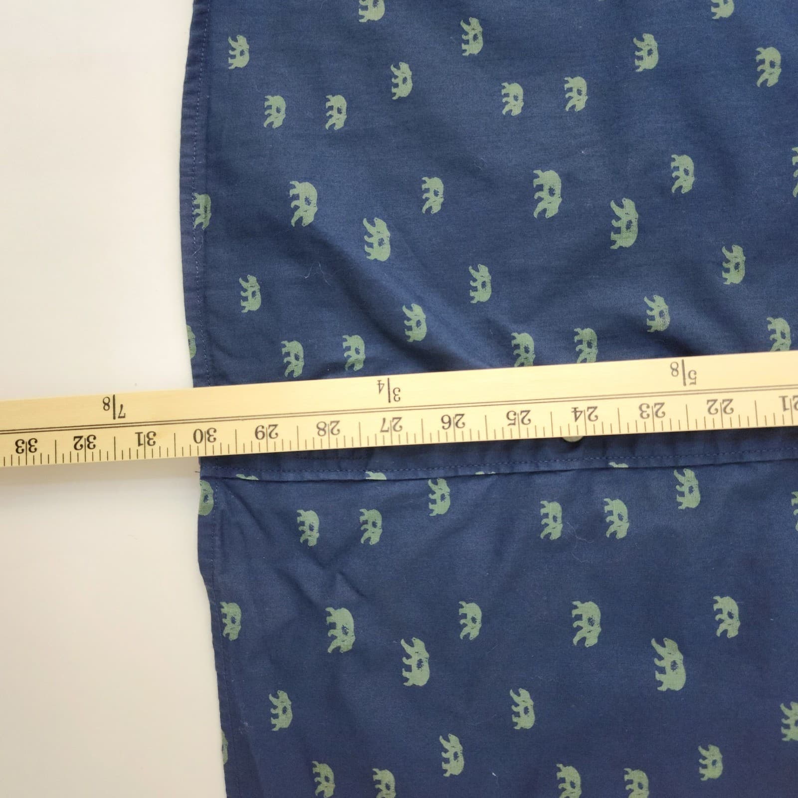 Paper Denim & Cloth Teen Peached Poplin Bear Print Shirt Navy Blue Large L - Thumbnail 3