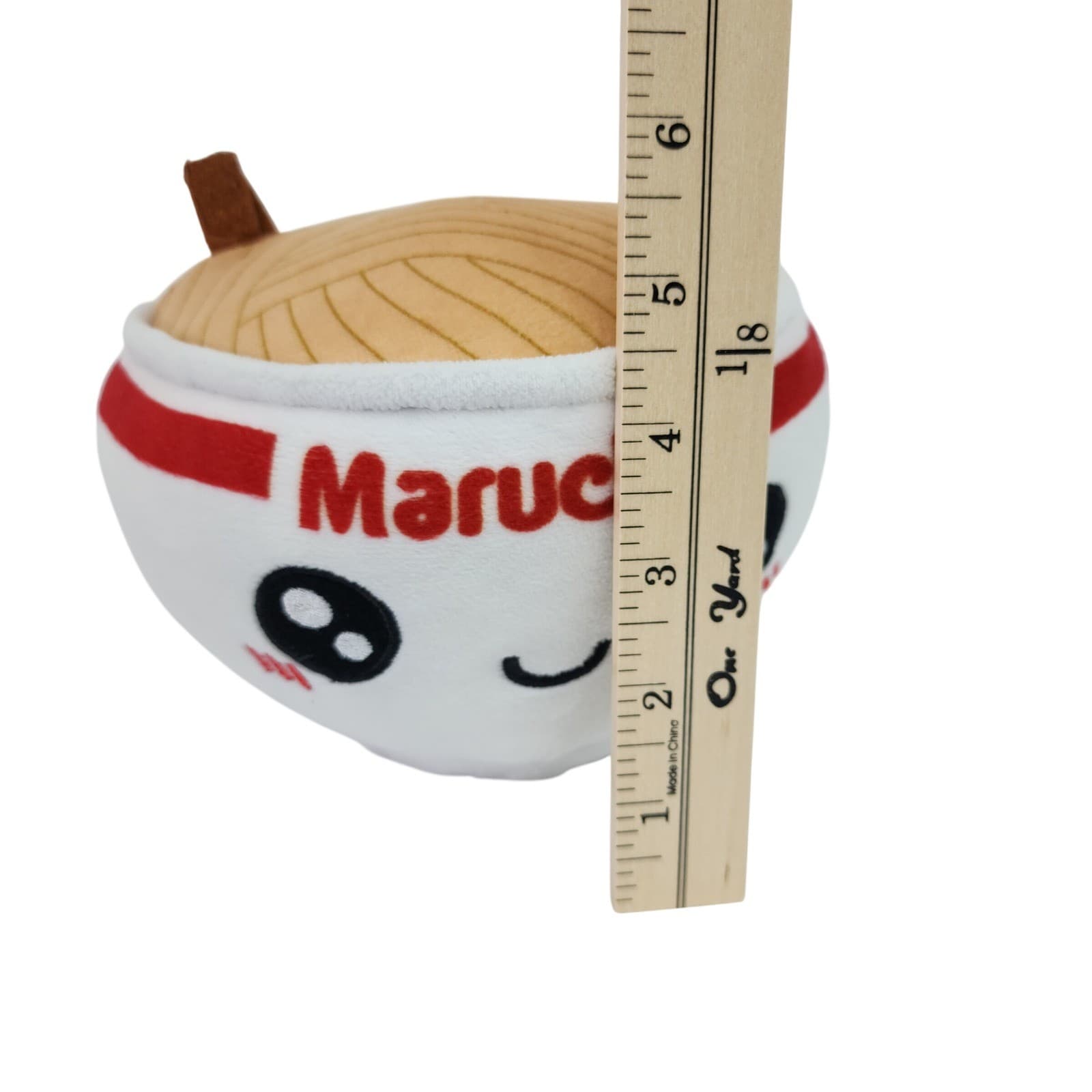 Maruchan Ramen Noodle Bowl Plush Kawaii Smiley Face Foodie Toy White Red - Thumbnail 6