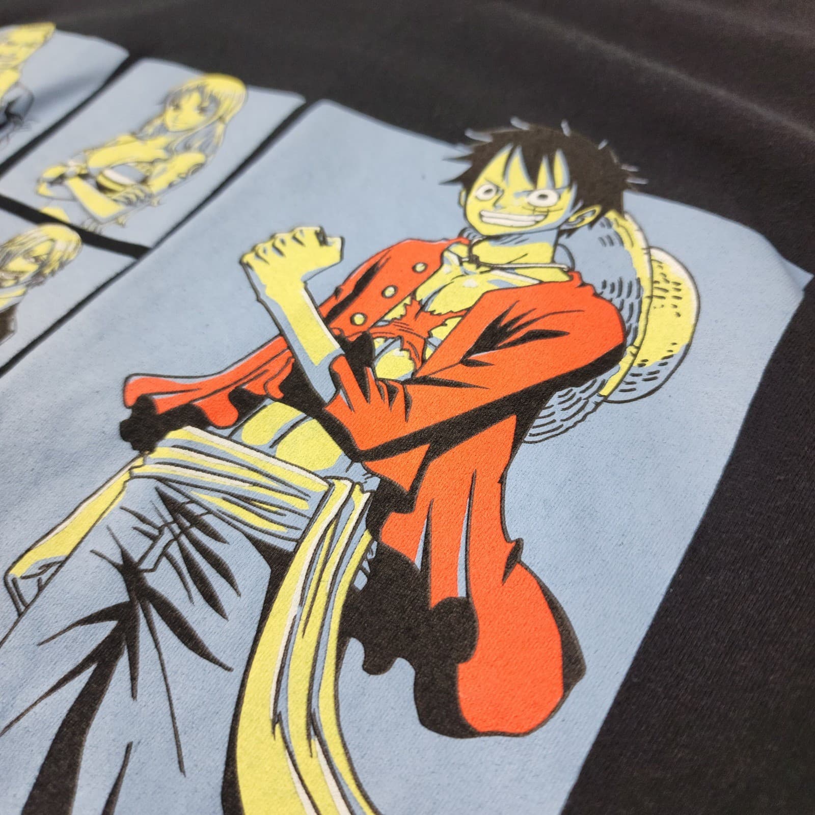 One Piece Ripple Junction Straw Hat Crew Graphic T-Shirt Black Mens Large Cotton - Thumbnail 3