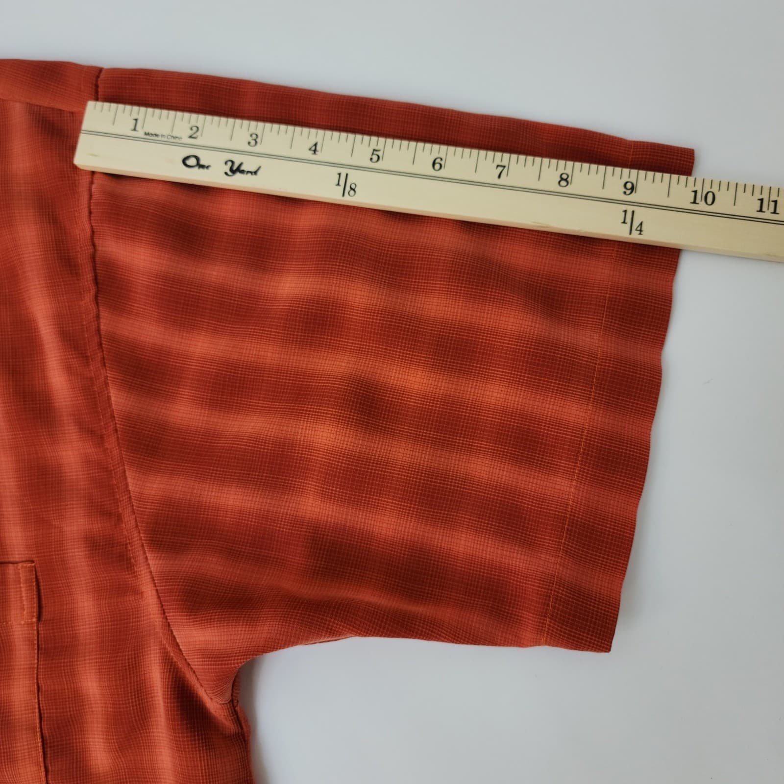 Pineapple Connection Mens XL Burnt Orange Plaid Short Sleeve Button Up Shirt - Thumbnail 7