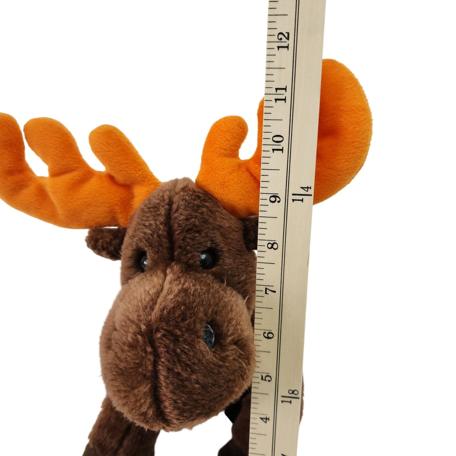 Ty Beanie Buddies Chocolate the Moose Brown Orange Antlers Plush 11 inch 1998 - Thumbnail 6
