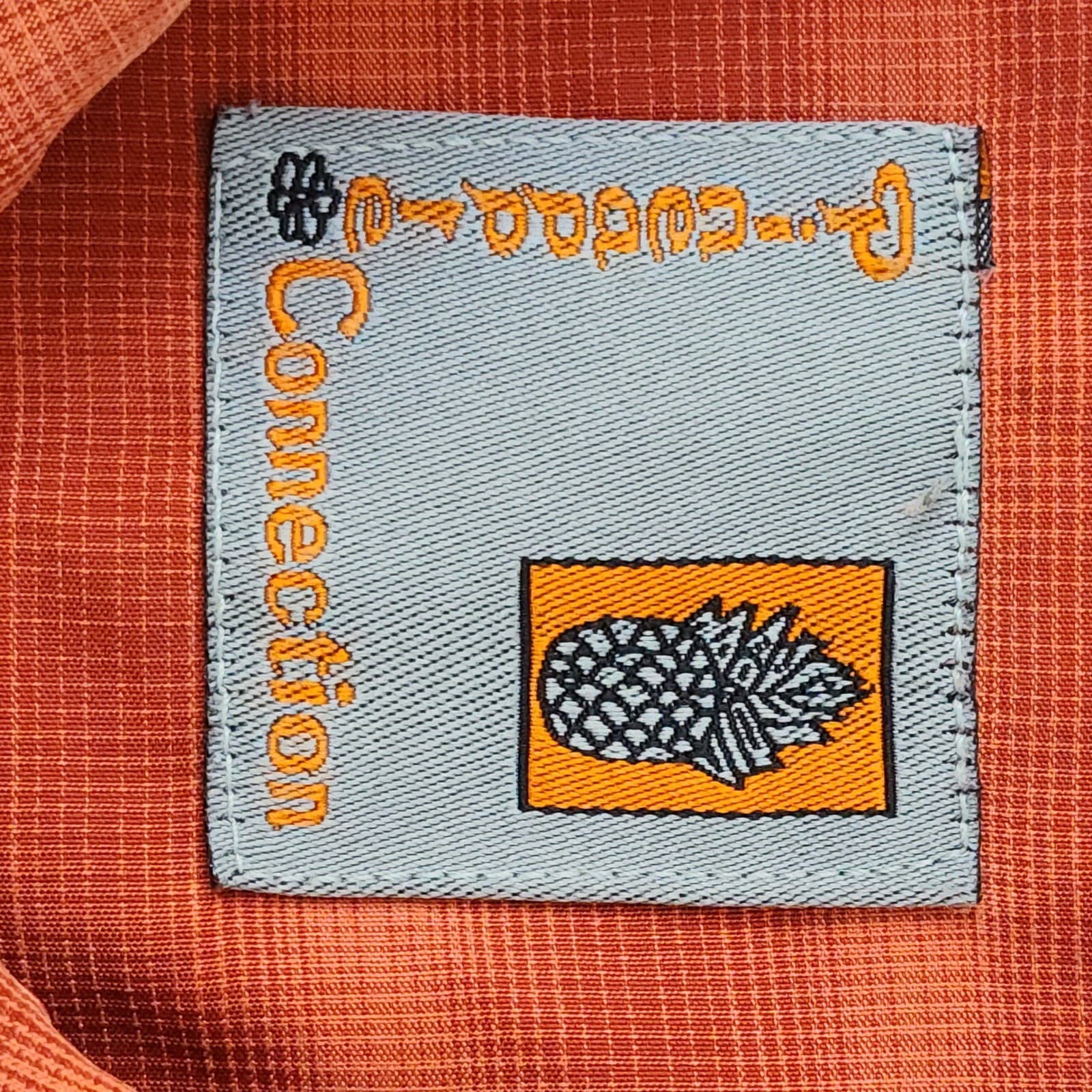 Pineapple Connection Mens XL Burnt Orange Plaid Short Sleeve Button Up Shirt - Thumbnail 3