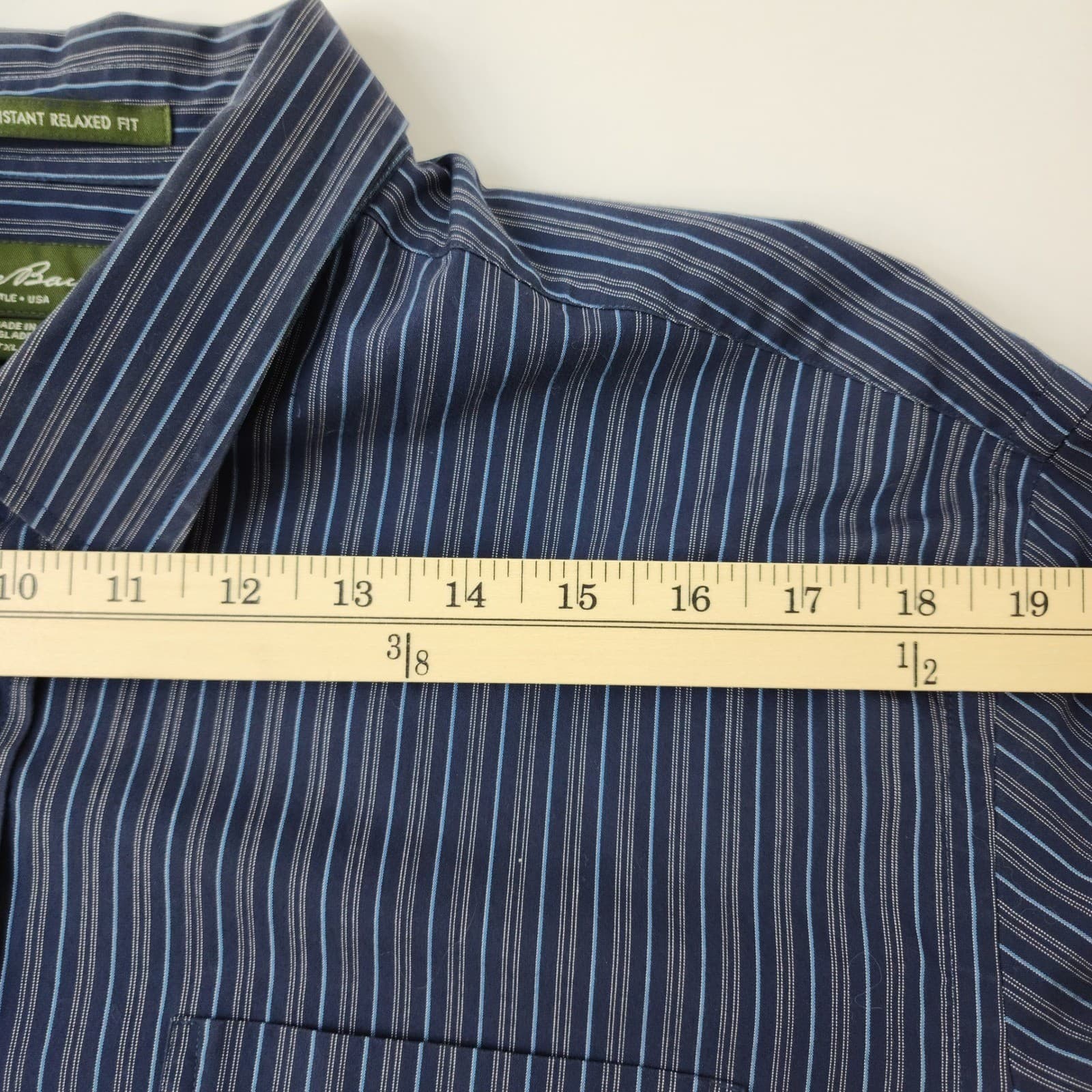 Eddie Bauer Mens TXL Blue Striped Wrinkle Resistant Relaxed Fit Button - Thumbnail 6