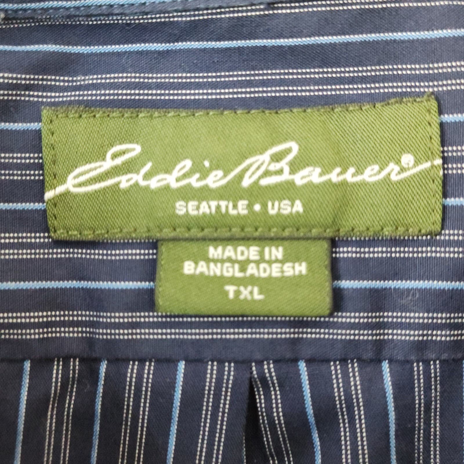 Eddie Bauer Mens TXL Blue Striped Wrinkle Resistant Relaxed Fit Button - Thumbnail 3