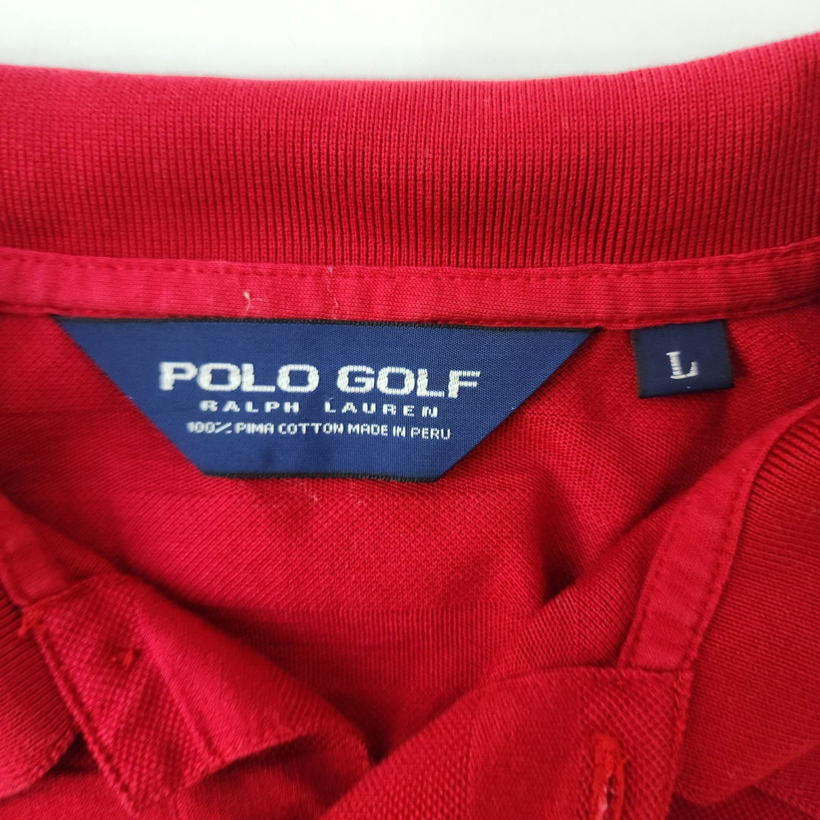 Polo Golf Ralph Lauren Red Striped Pima Cotton Polo Shirt Mens Large Short Sleev - Thumbnail 2