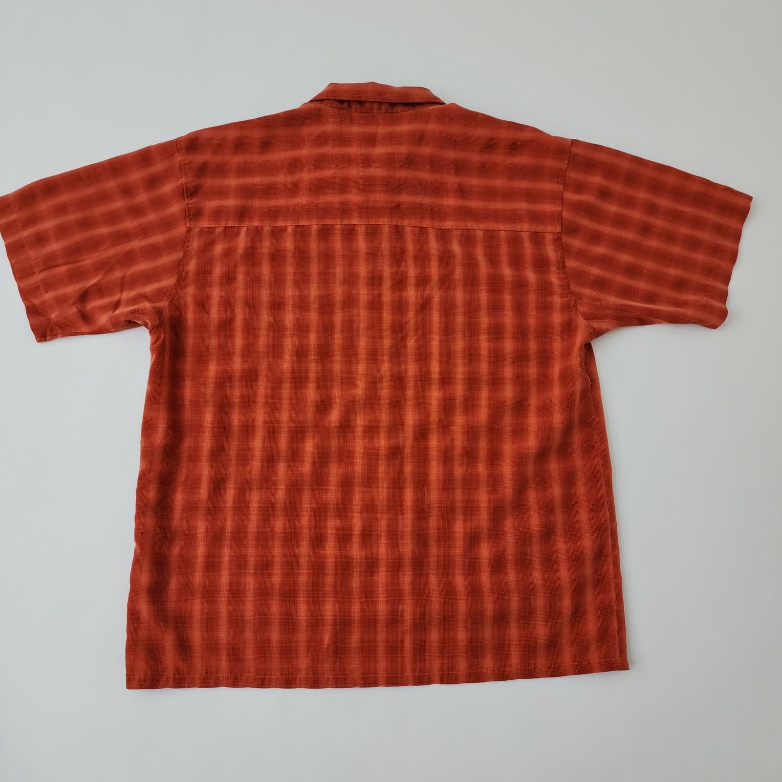 Pineapple Connection Mens XL Burnt Orange Plaid Short Sleeve Button Up Shirt - Thumbnail 9