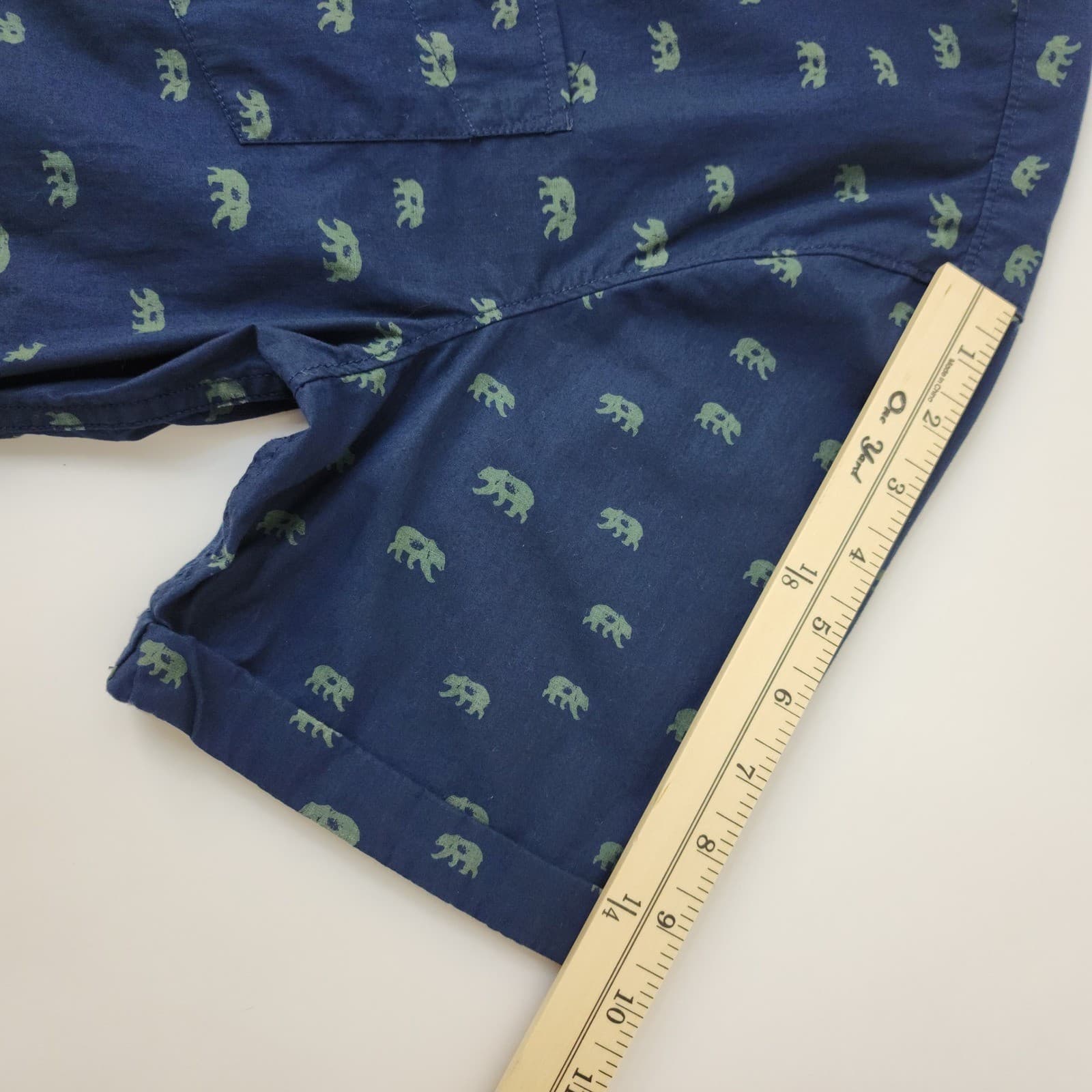 Paper Denim & Cloth Teen Peached Poplin Bear Print Shirt Navy Blue Large L - Thumbnail 6