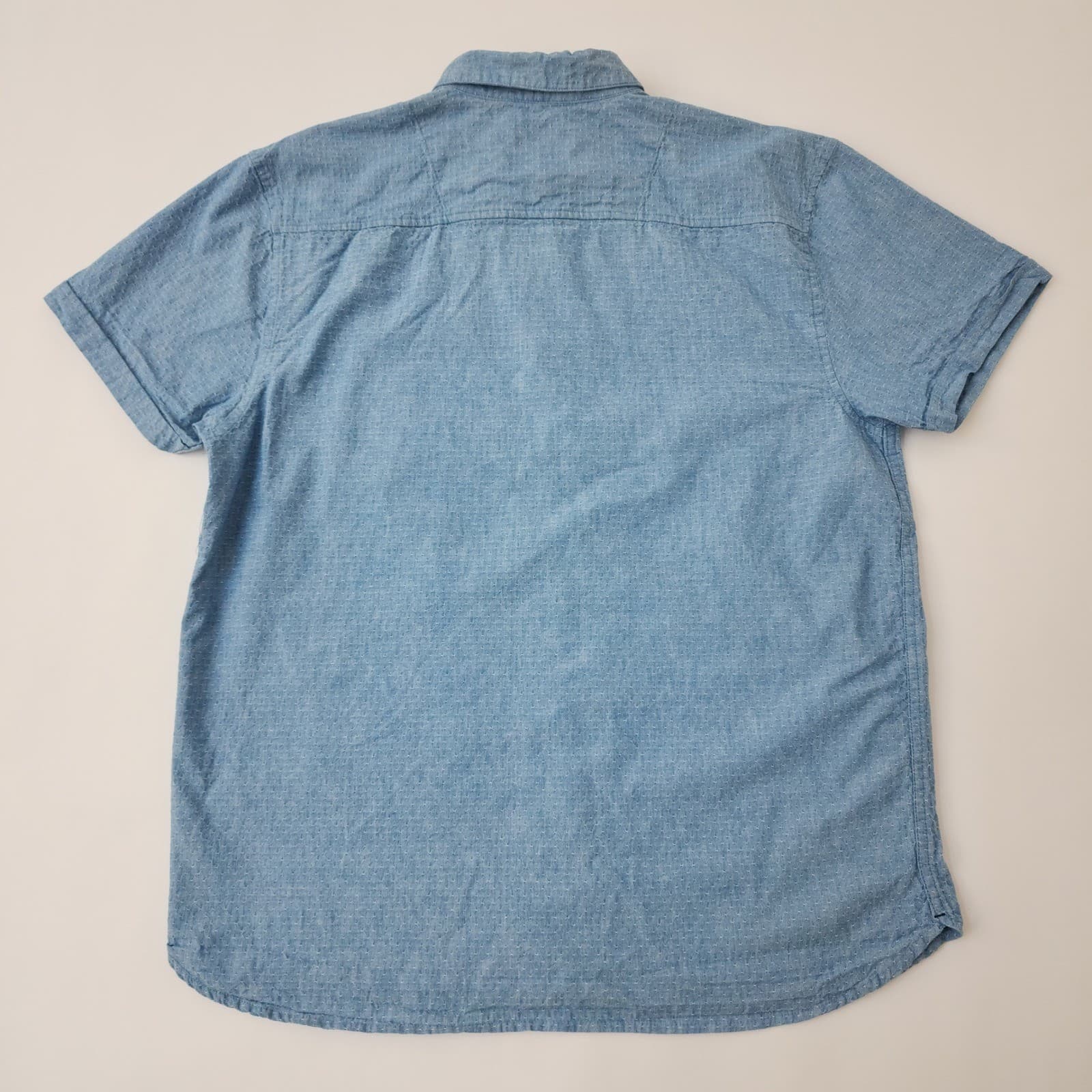 Bruno Mens Blue Short Sleeve Cotton Linen Blend Button Up Shirt Large Dot - Thumbnail 10