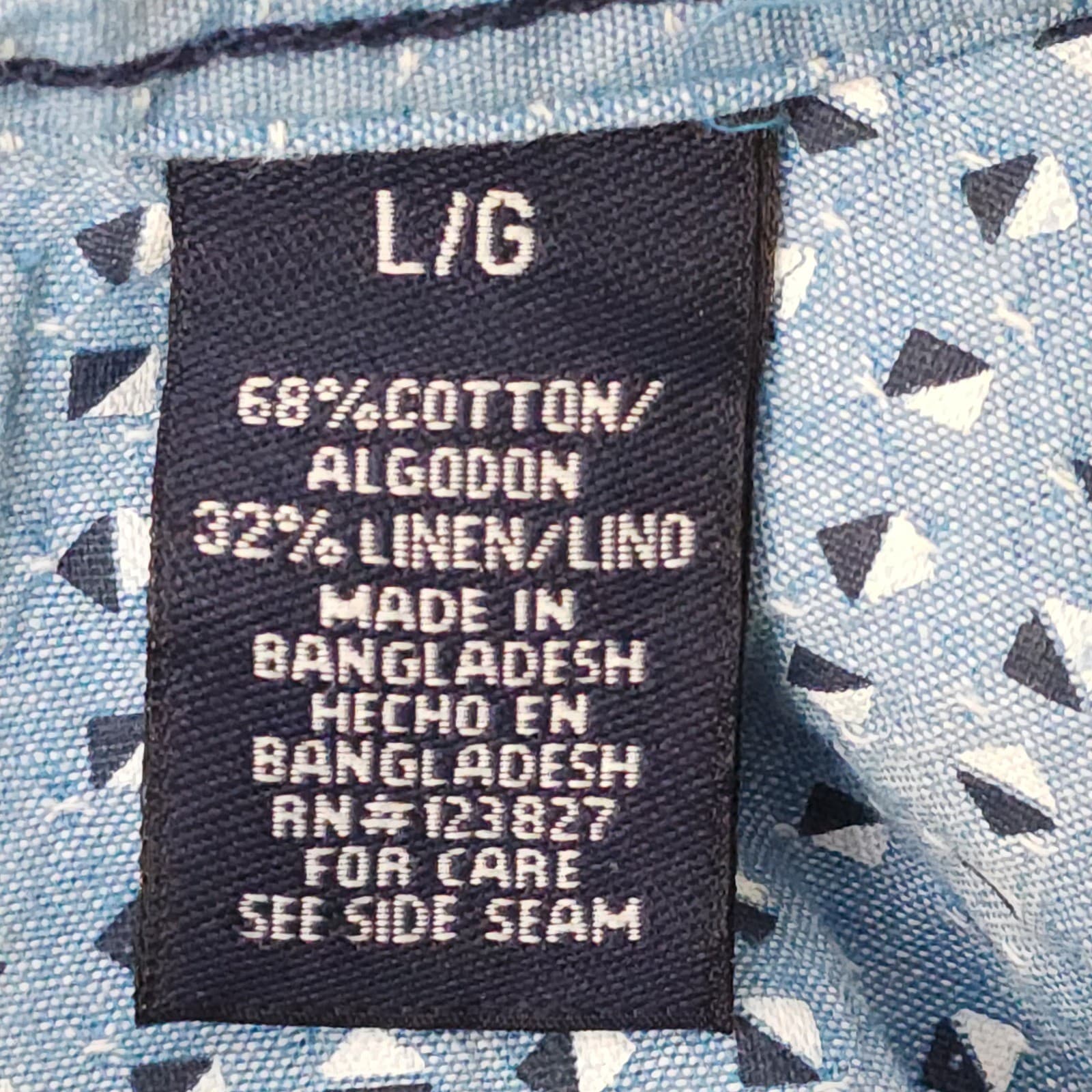 Bruno Mens Blue Short Sleeve Cotton Linen Blend Button Up Shirt Large Dot - Thumbnail 2
