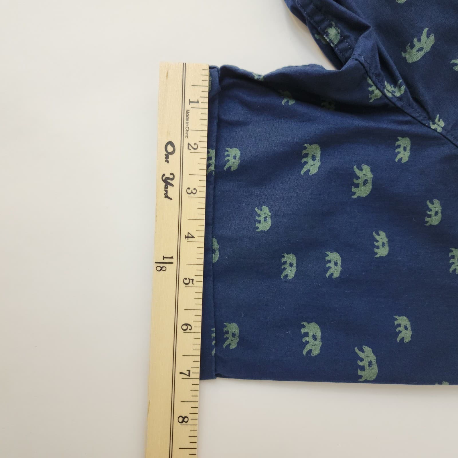 Paper Denim & Cloth Teen Peached Poplin Bear Print Shirt Navy Blue Large L - Thumbnail 7
