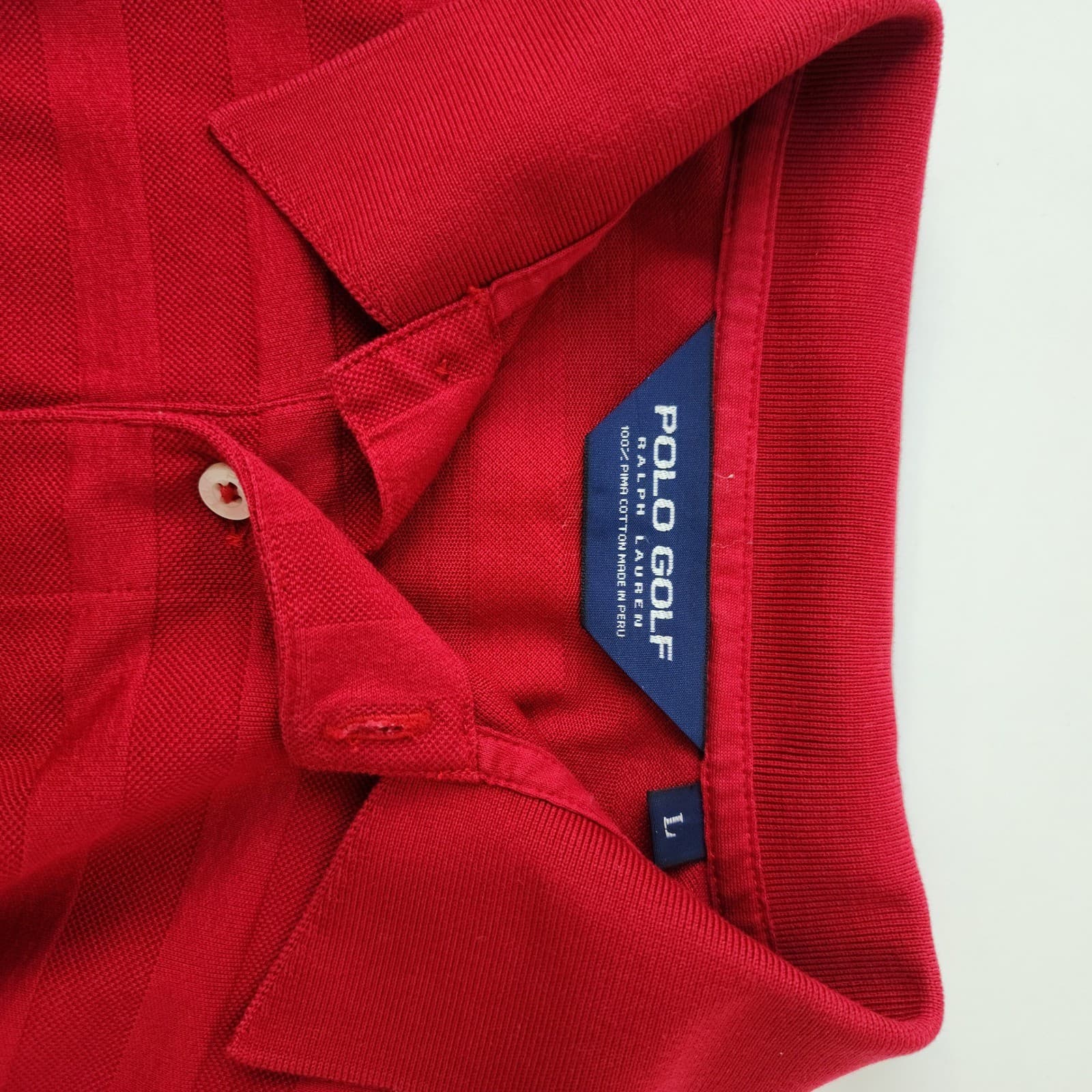Polo Golf Ralph Lauren Red Striped Pima Cotton Polo Shirt Mens Large Short Sleev - Thumbnail 8