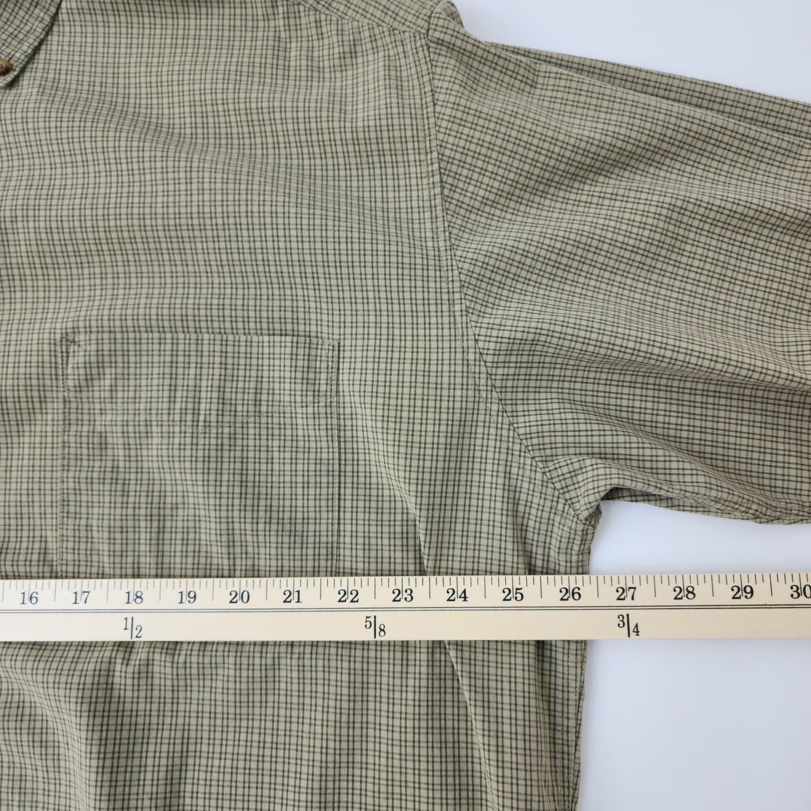 Dockers Mens XL Long Sleeve Button Down Shirt Olive Green Plaid 100% Cotton - Thumbnail 4
