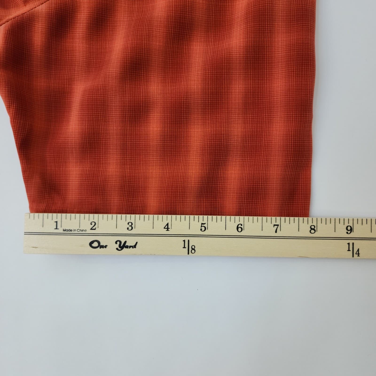 Pineapple Connection Mens XL Burnt Orange Plaid Short Sleeve Button Up Shirt - Thumbnail 8