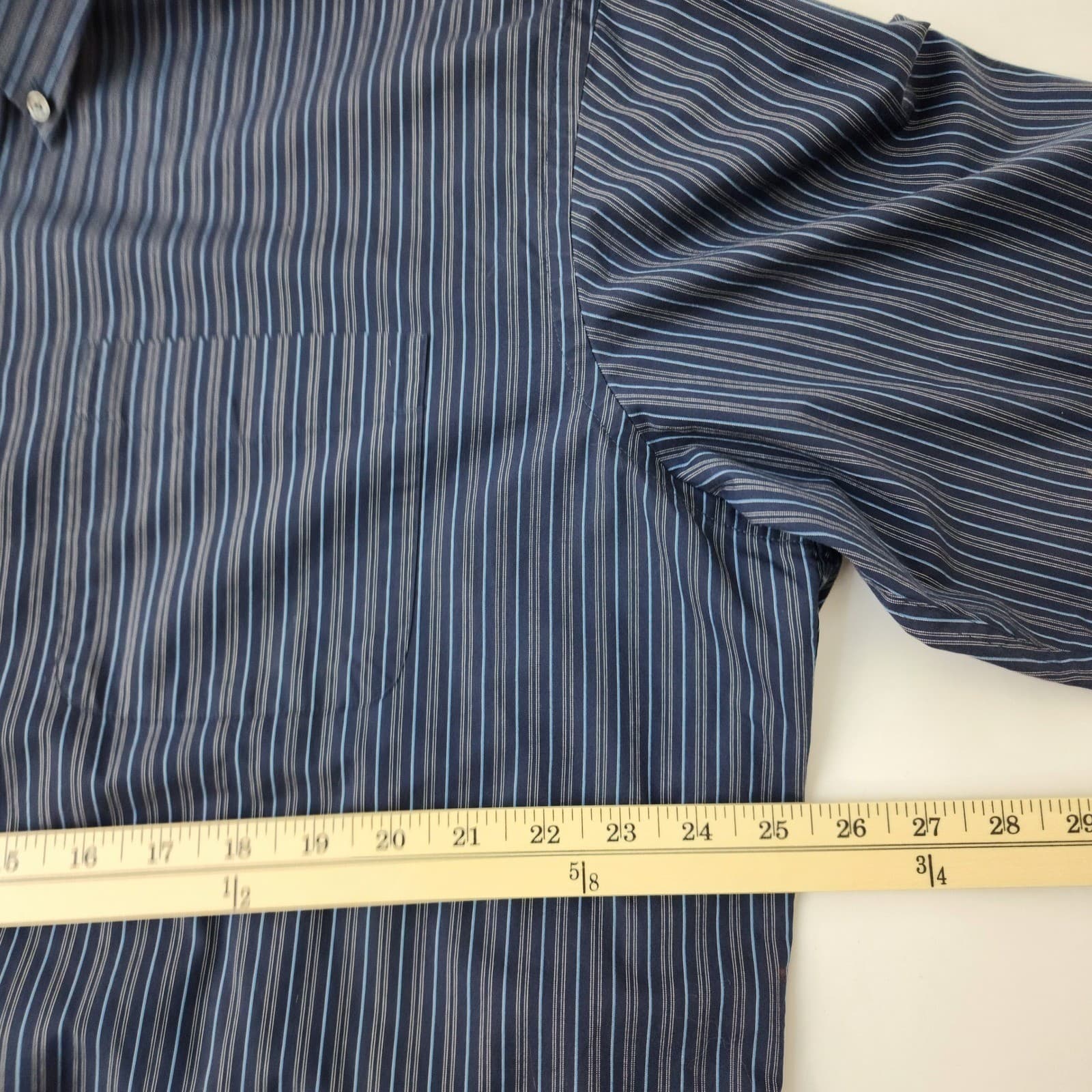 Eddie Bauer Mens TXL Blue Striped Wrinkle Resistant Relaxed Fit Button - Thumbnail 5