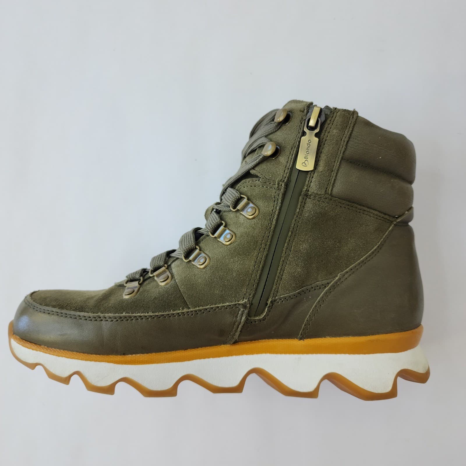 Blondo Waterproof Olive Green Leather Suede Hiker Boots B7345 31D Womens 8.5 M - Thumbnail 4