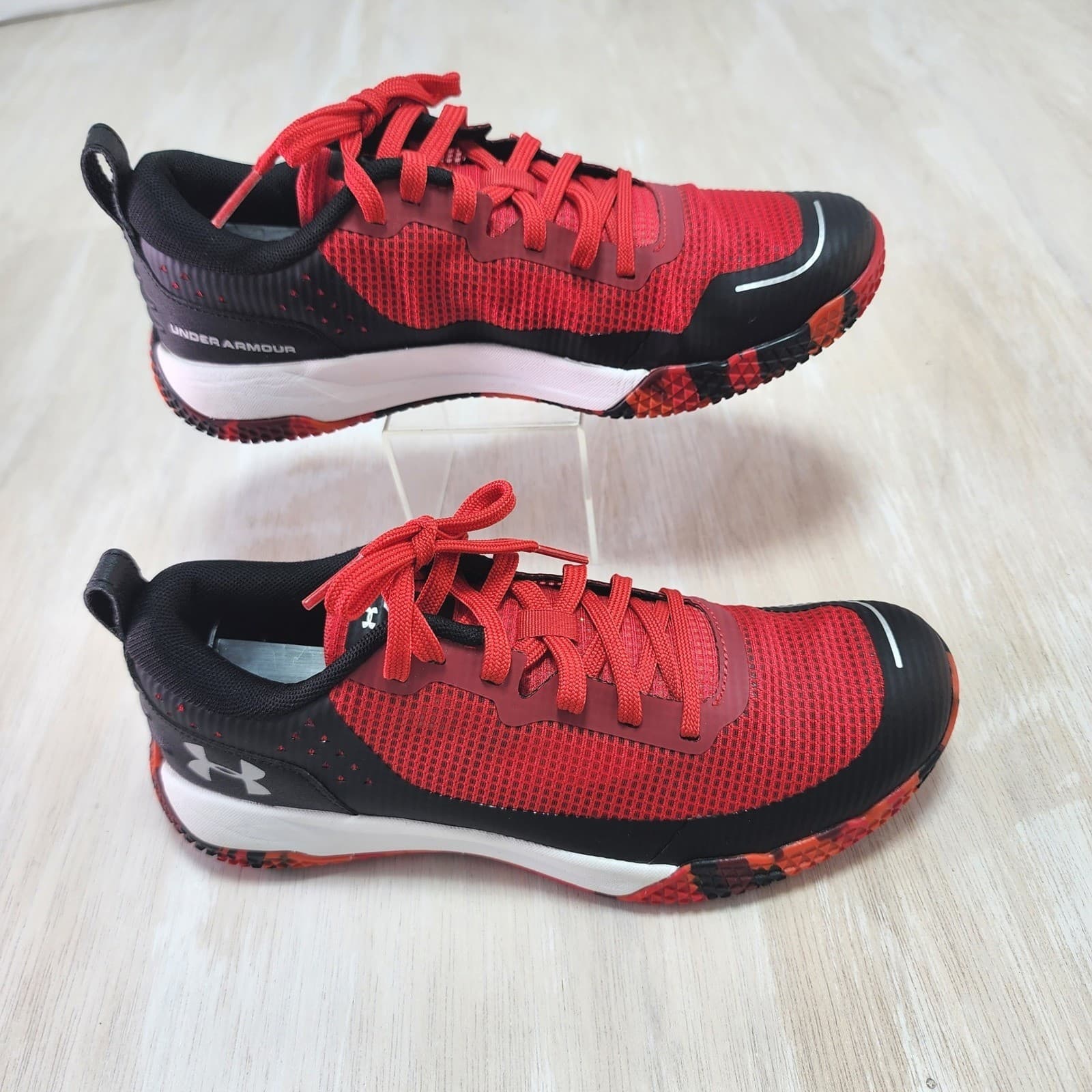 Under Armour Kids grade school Red Black Sneakers Shoes 3000144-600 Size 6Y - Thumbnail 3