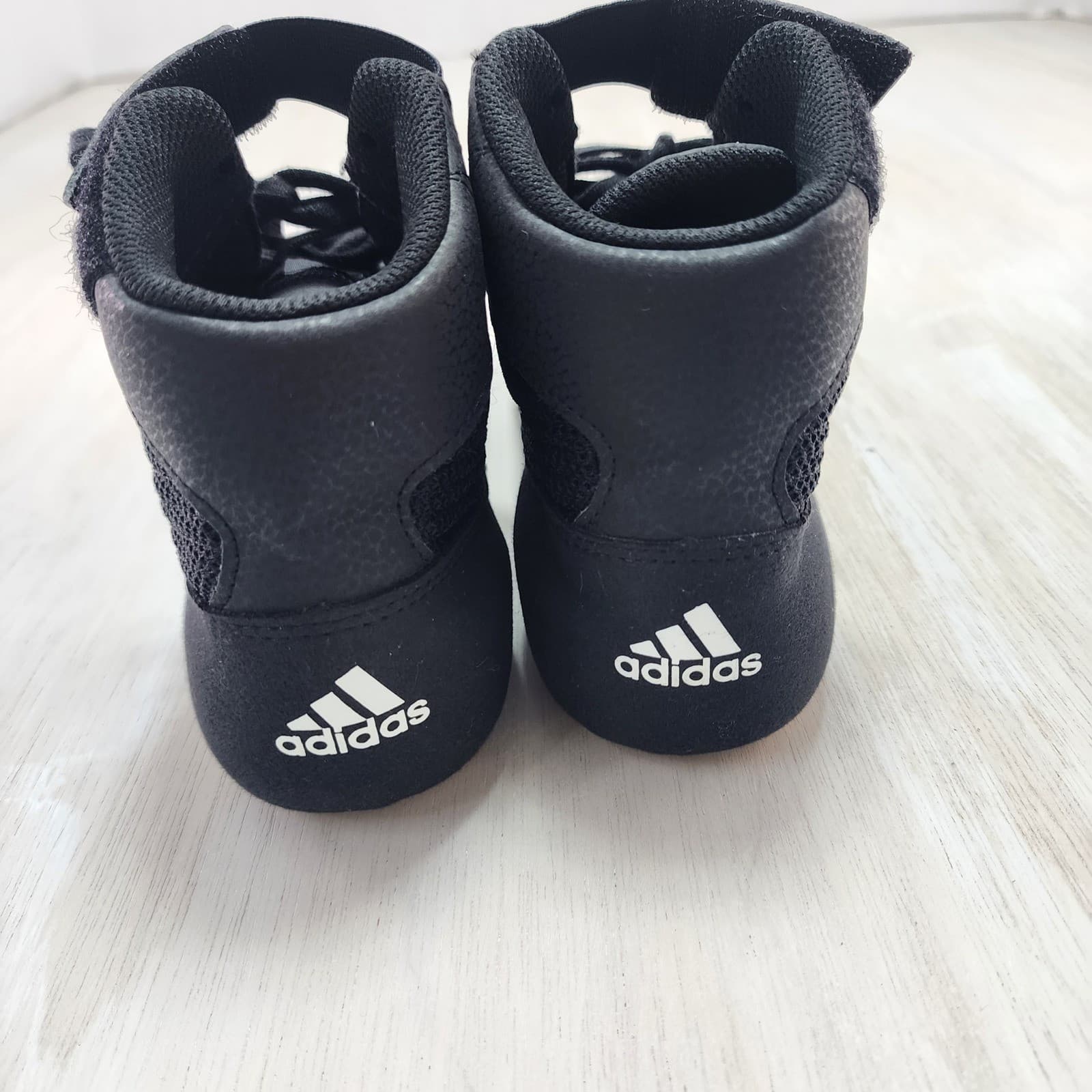 Adidas HVC 2 Wrestling Shoes Men 7.5 Black White Combat AQ3325 Training Boxing - Thumbnail 4