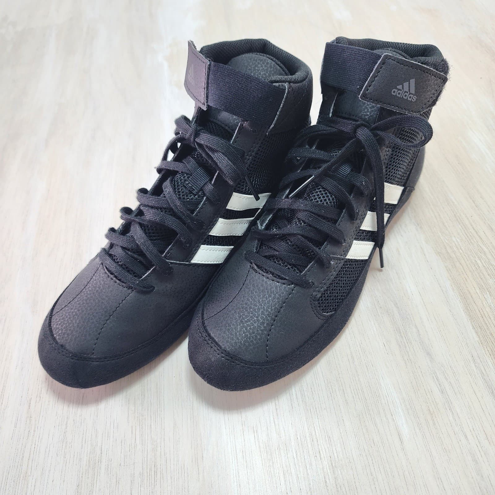 Adidas HVC 2 Wrestling Shoes Men 7.5 Black White Combat AQ3325 Training Boxing - Thumbnail 2