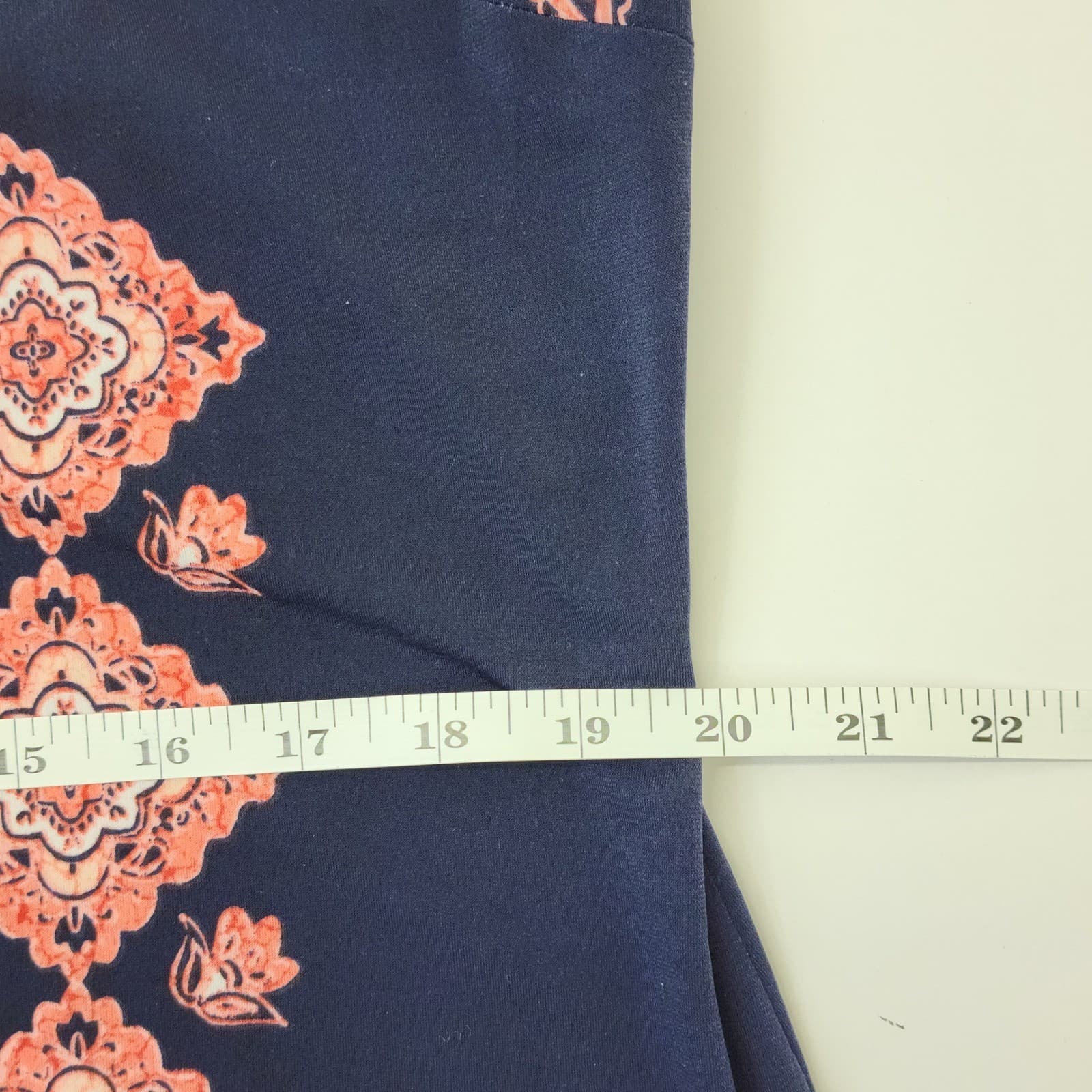 JM Collection Navy Coral Paisley Sleeveless Rhinestone Split Neck Dress XL - Thumbnail 3