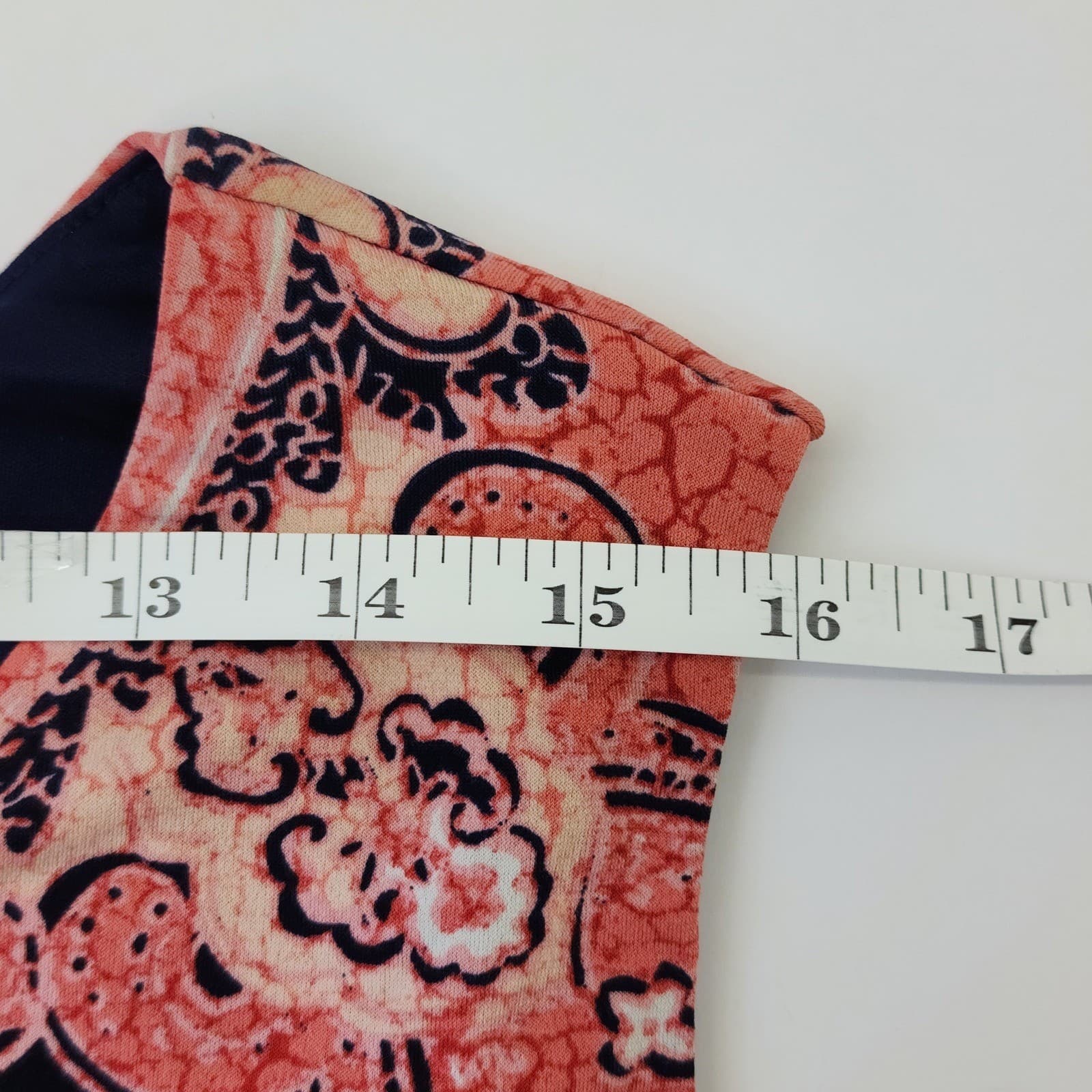 JM Collection Navy Coral Paisley Sleeveless Rhinestone Split Neck Dress XL - Thumbnail 4