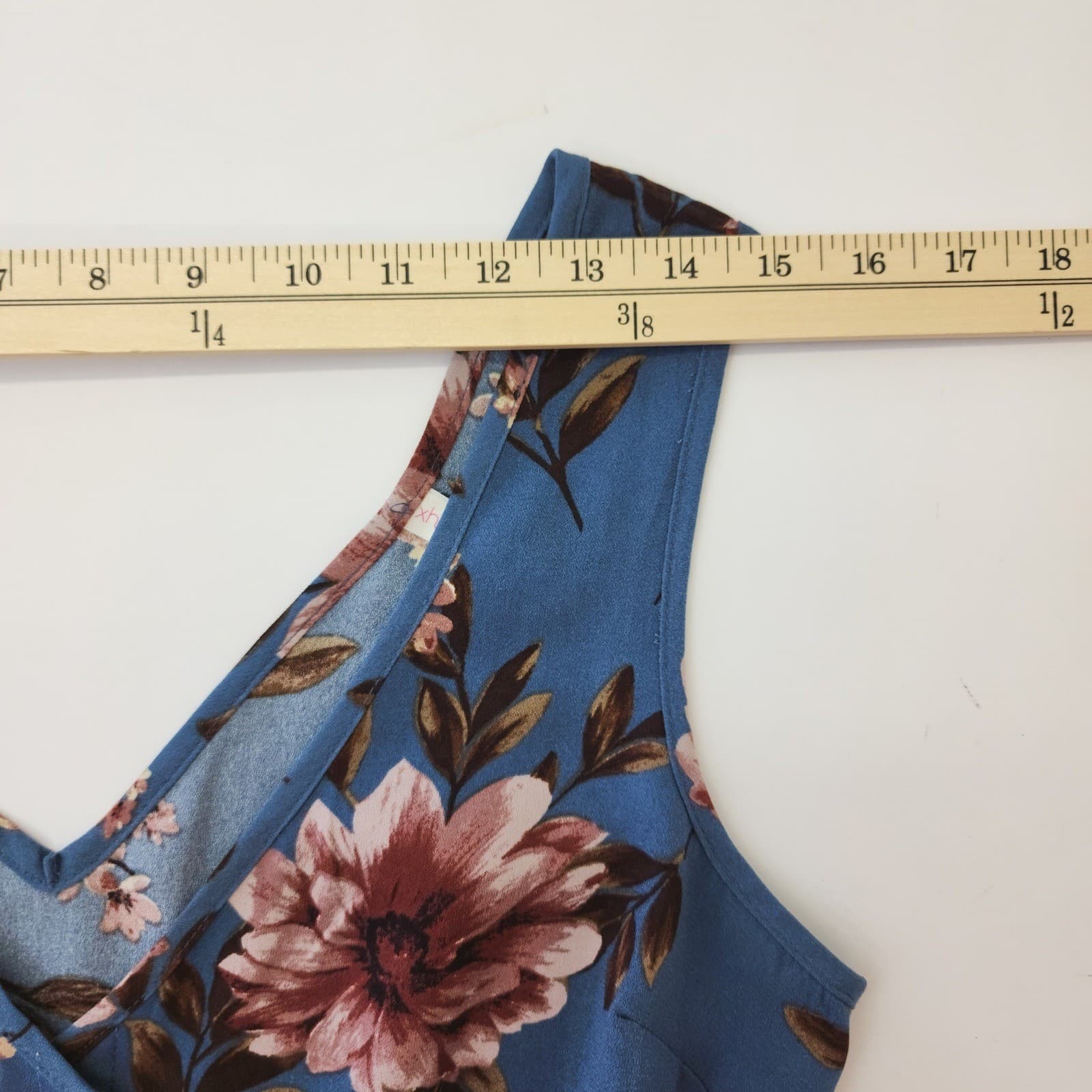 Xhilaration Blue Floral Wide Leg Jumpsuit Sleeveless Button Front Size S - Thumbnail 3