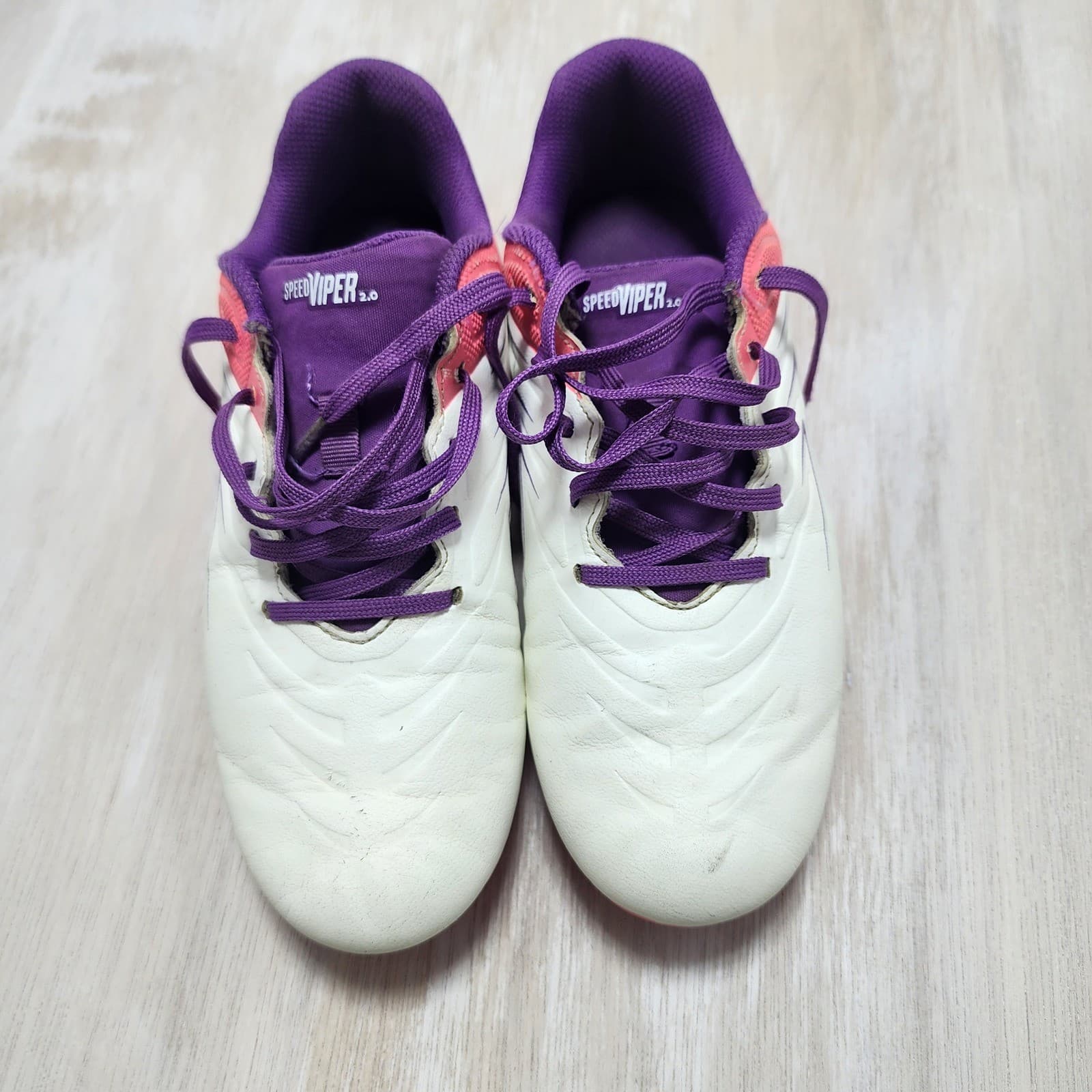 DSG Speed Viper 2.0 Kids Soccer Cleats White Pink Purple Firm Ground Size 4.5