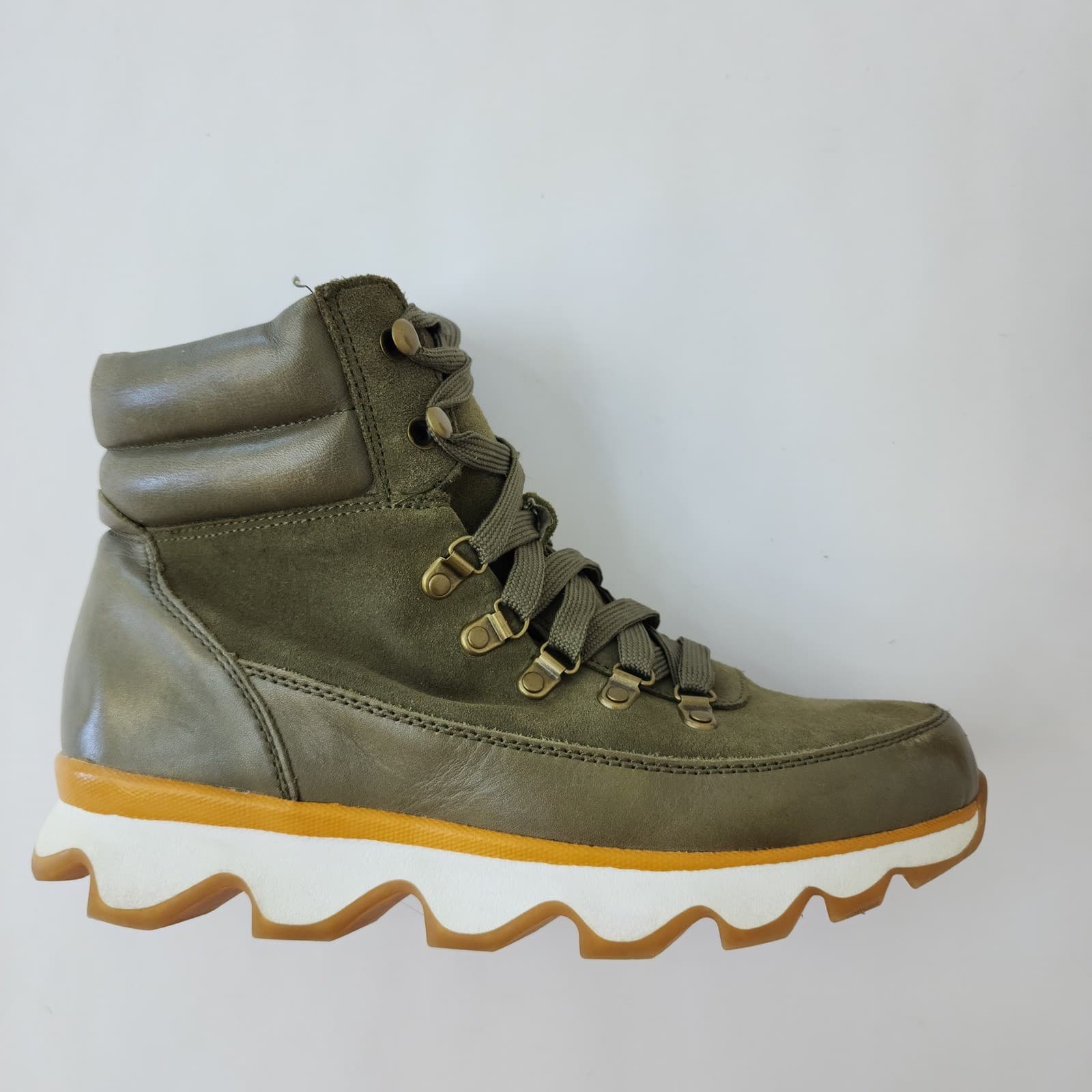 Blondo Waterproof Olive Green Leather Suede Hiker Boots B7345 31D Womens 8.5 M - Thumbnail 3