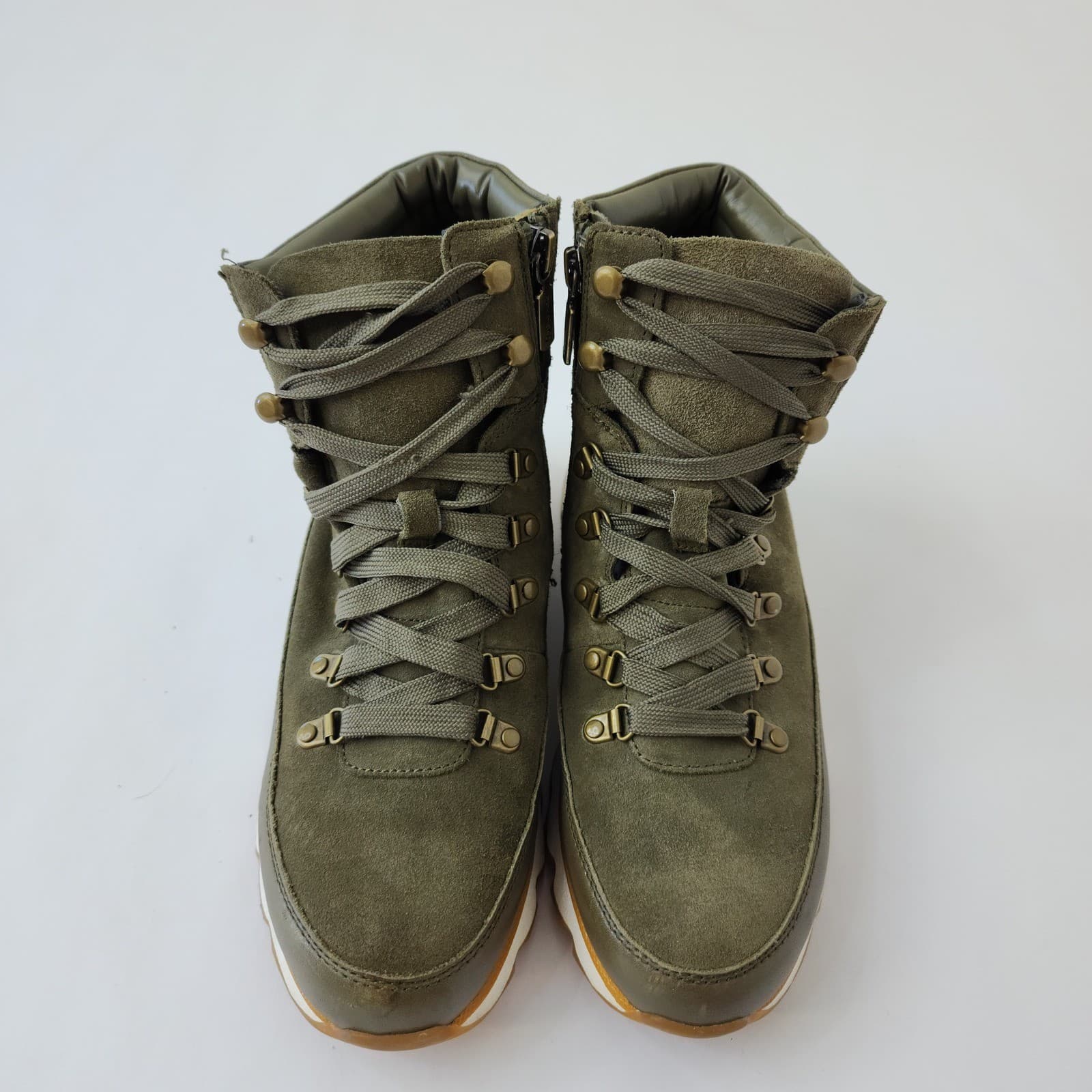Blondo Waterproof Olive Green Leather Suede Hiker Boots B7345 31D Womens 8.5 M - Thumbnail 2
