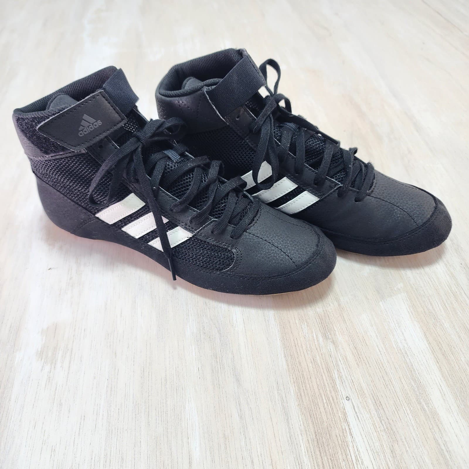 Adidas HVC 2 Wrestling Shoes Men 7.5 Black White Combat AQ3325 Training Boxing