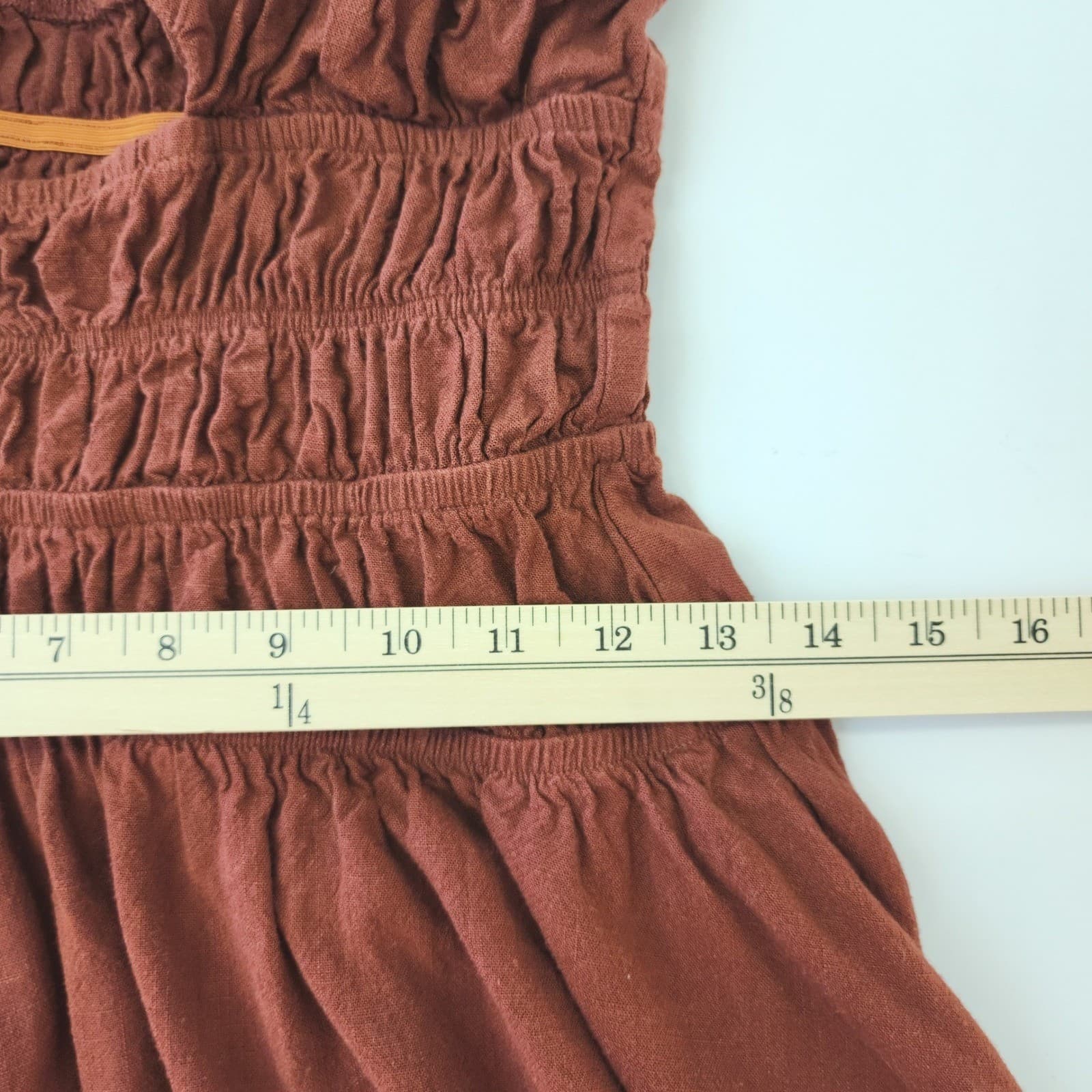 Rust Brown Smocked Keyhole Mini Dress Sleeveless Spaghetti Strap Size 4 - Thumbnail 3