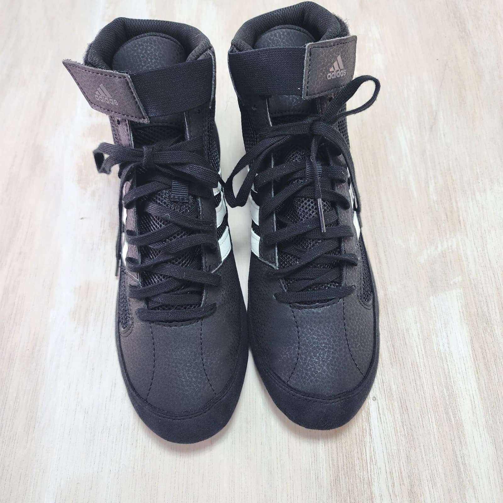 Adidas HVC 2 Wrestling Shoes Men 7.5 Black White Combat AQ3325 Training Boxing - Thumbnail 3