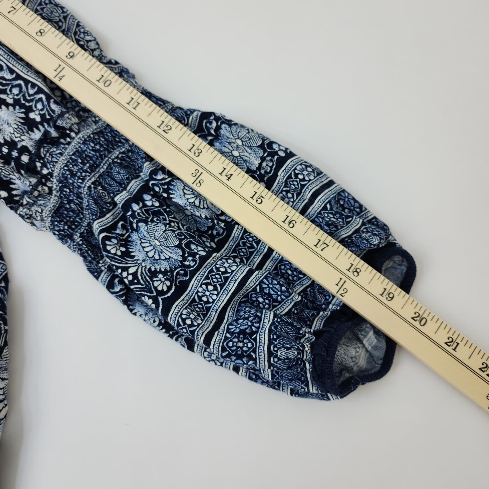 Fig and Flower Blue Paisley Floral Medallion Boho Tunic Top XL Womens 3/4 Sleeve - Thumbnail 7