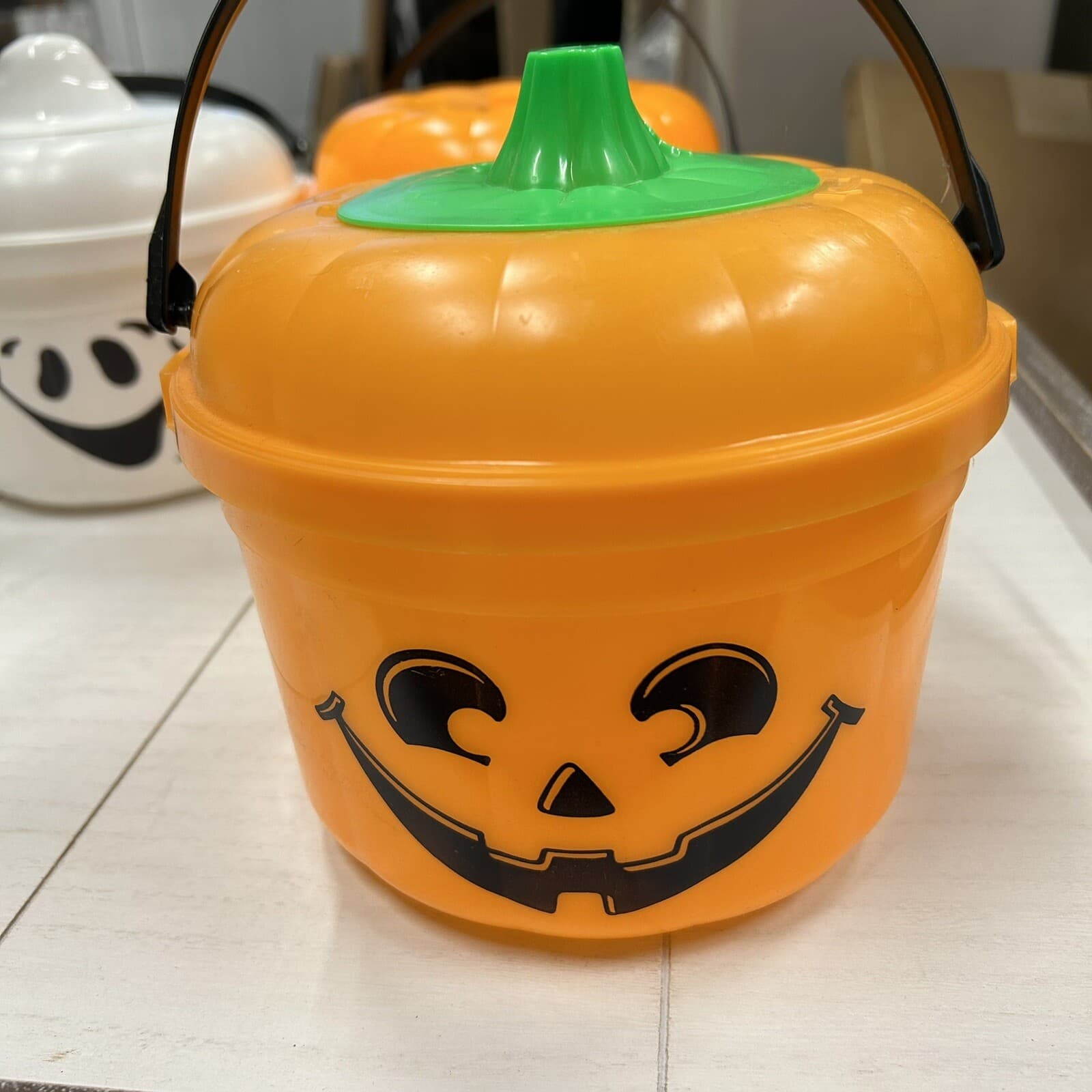 McDonalds Halloween Pail Boo Buckets Vintage 1986 LOT OF 8 Pumpkin, Witch, Ghost - Thumbnail 6