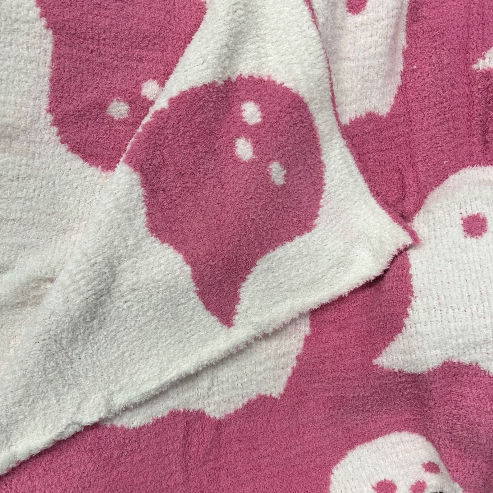 Ghost Throw Blanket Pink and White Halloween Soft Plush - Thumbnail 2
