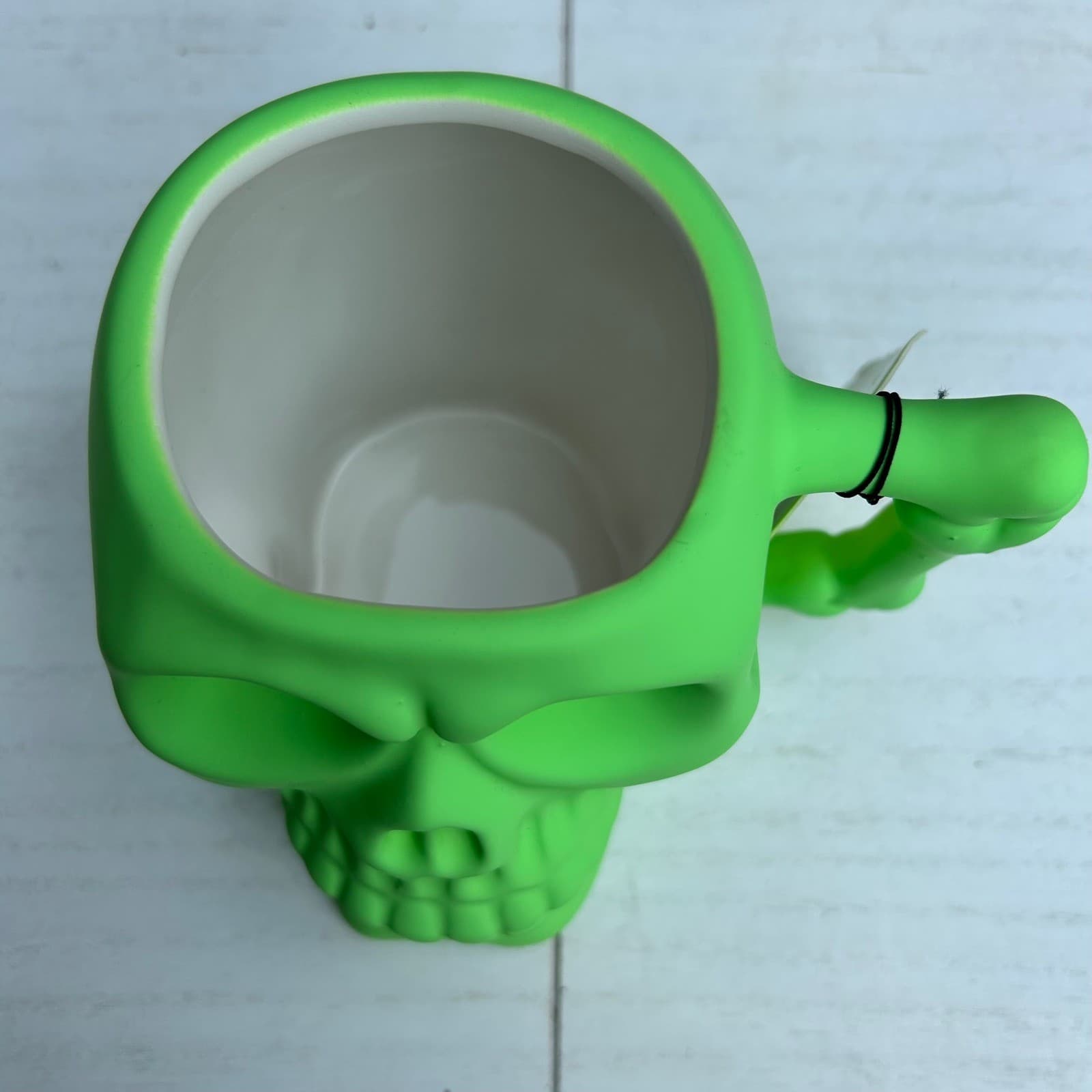 Sunday Morning Ceramics Pick Your Poison Green Skull Mug Bone Handle - Thumbnail 2