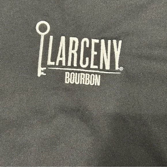 Larceny Bourbon Mens Medium Collared Polo Black White Embroidered Logo EUC - Thumbnail 3