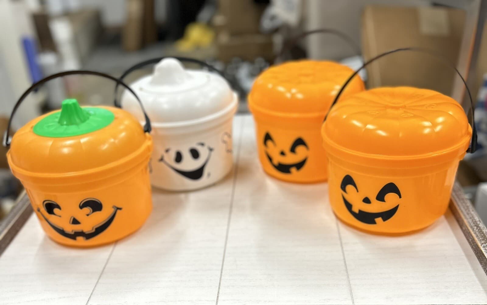 McDonalds Halloween Pail Boo Buckets Vintage 1986 LOT OF 8 Pumpkin, Witch, Ghost