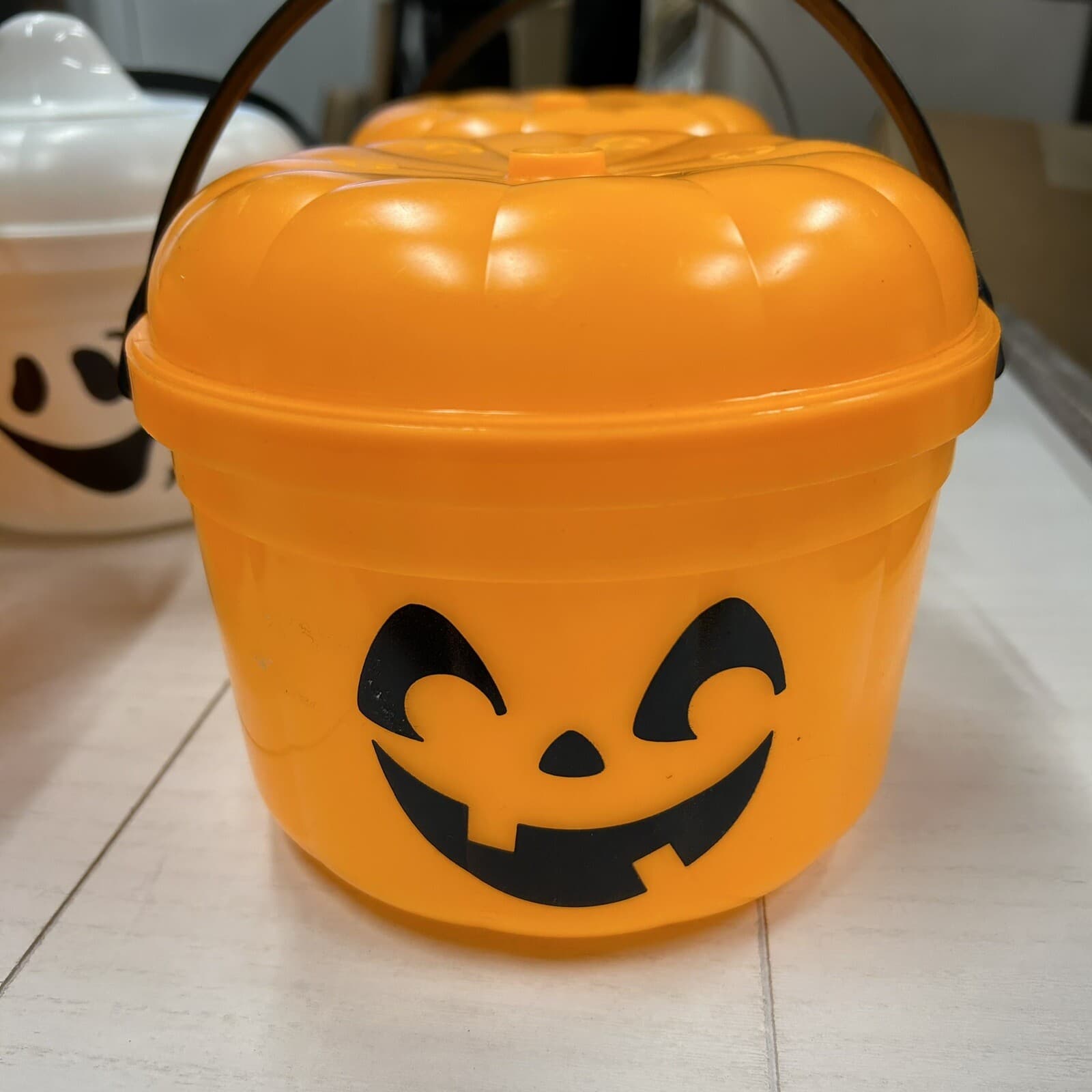 McDonalds Halloween Pail Boo Buckets Vintage 1986 LOT OF 8 Pumpkin, Witch, Ghost - Thumbnail 4