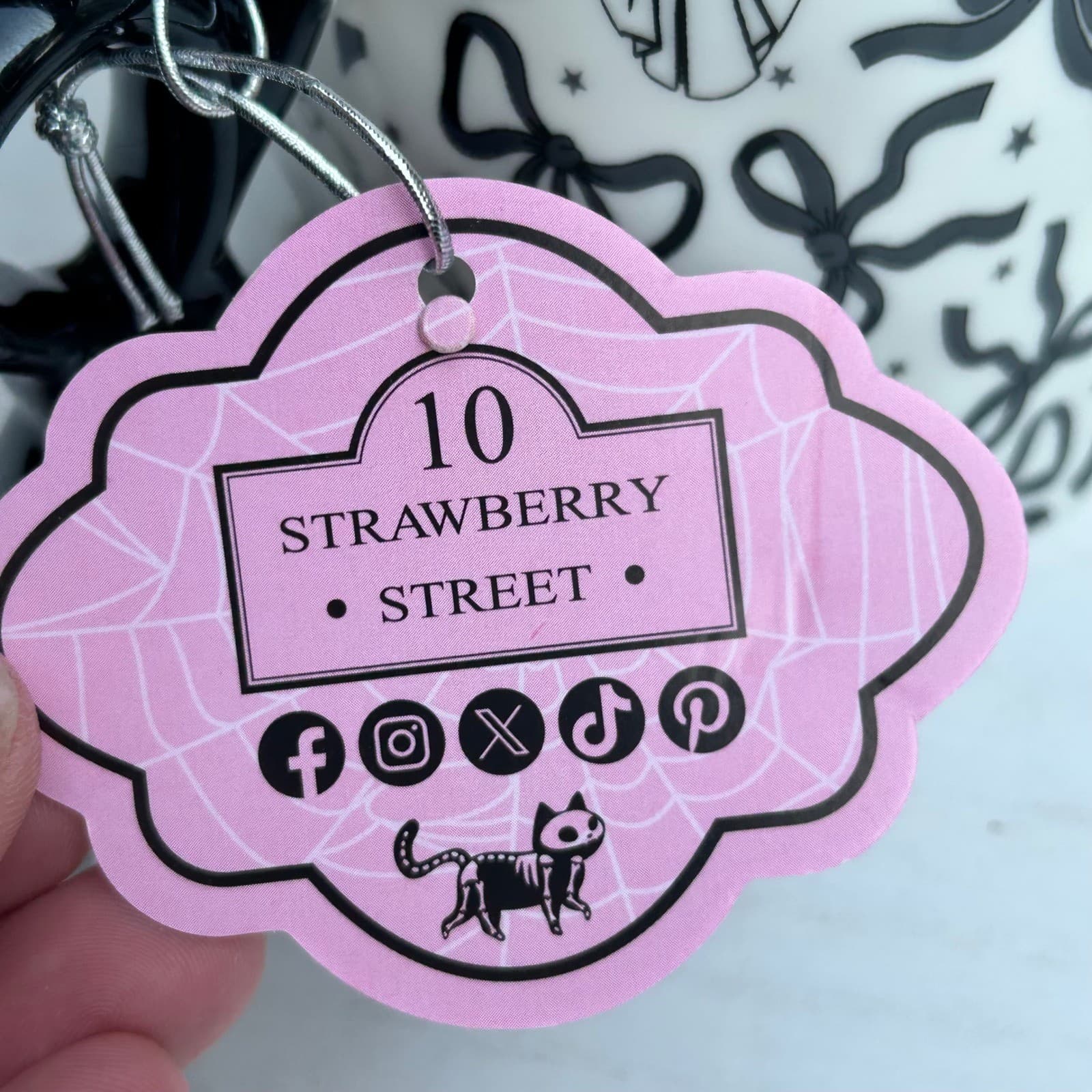 10 Strawberry Street Halloween Coffee Mug Ghost Bow Ceramic NEW - Thumbnail 4