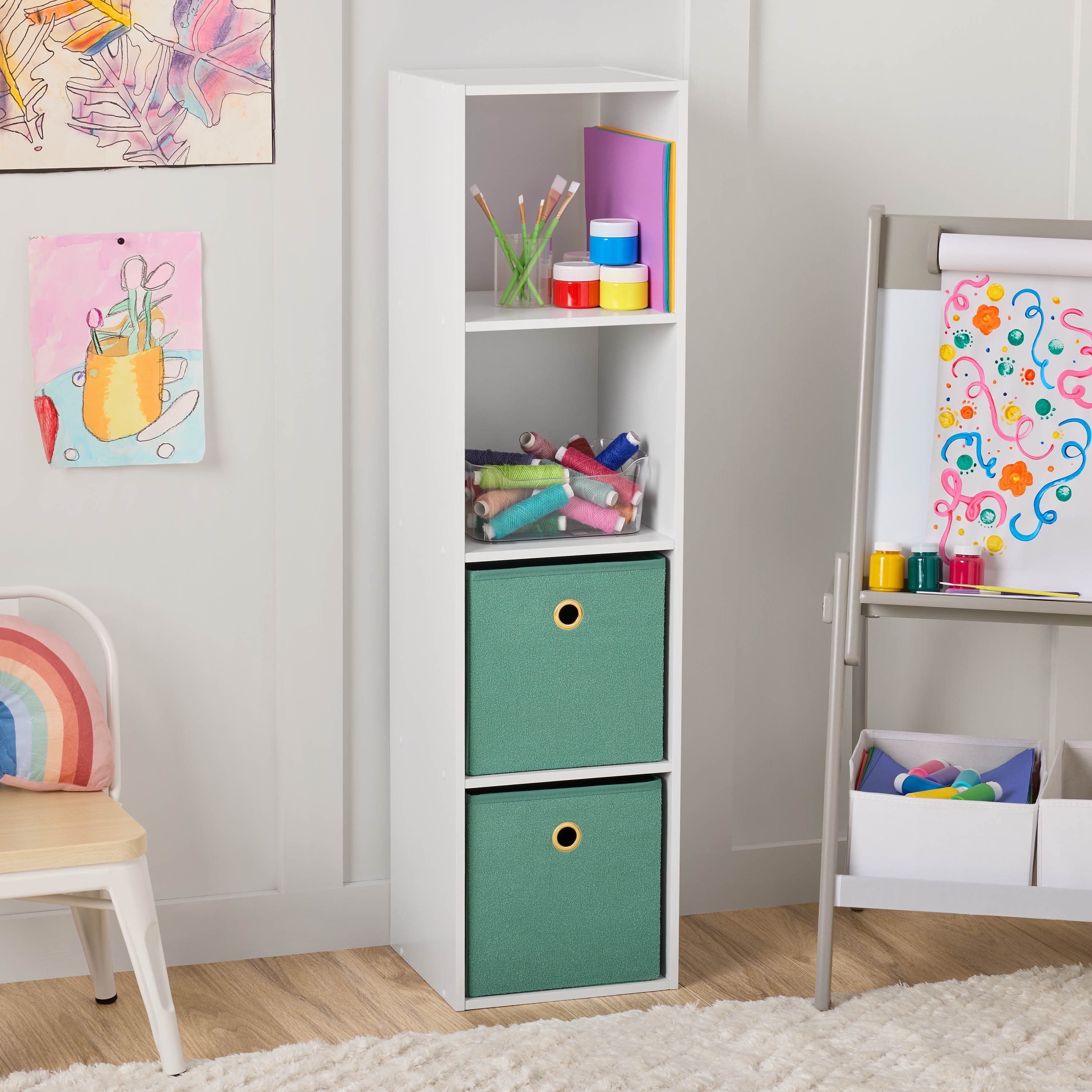 Mainstays 4 Cube Vertical Storage Organizer  White - Thumbnail 2